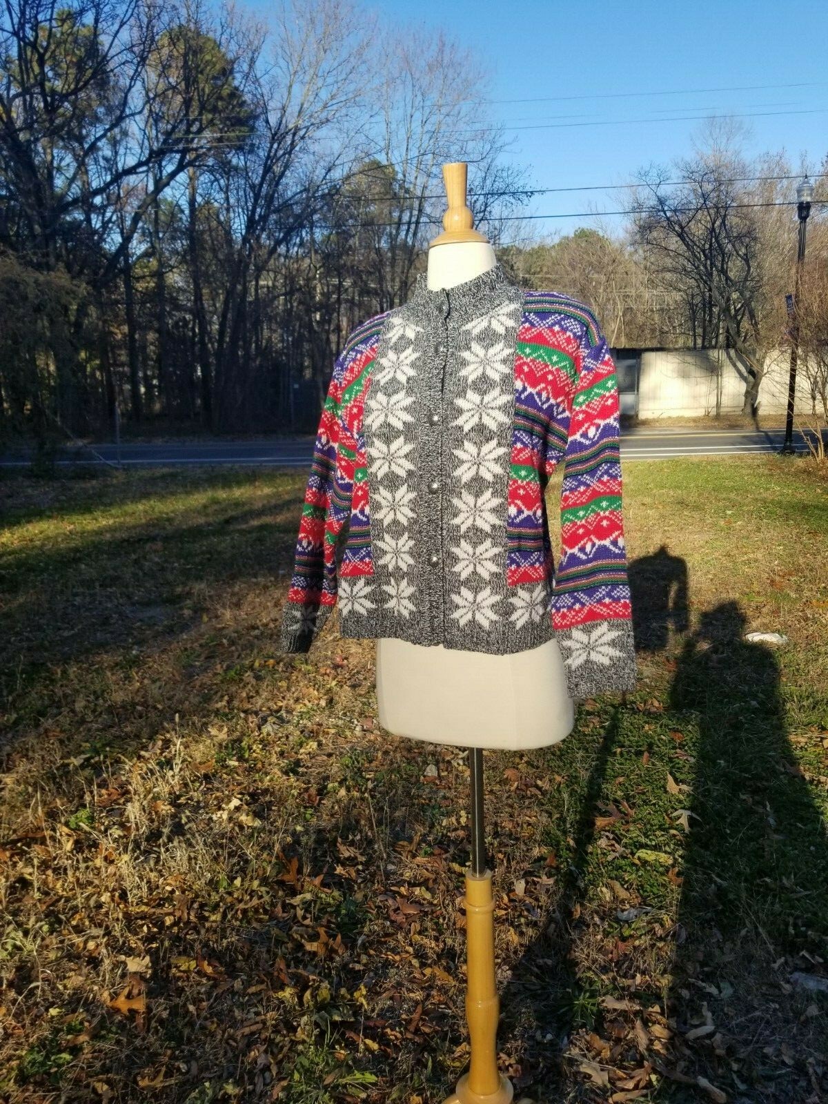 Vintage 80-90s Hasting & Smith Holiday Christmas snowflake ugly cardigan size P