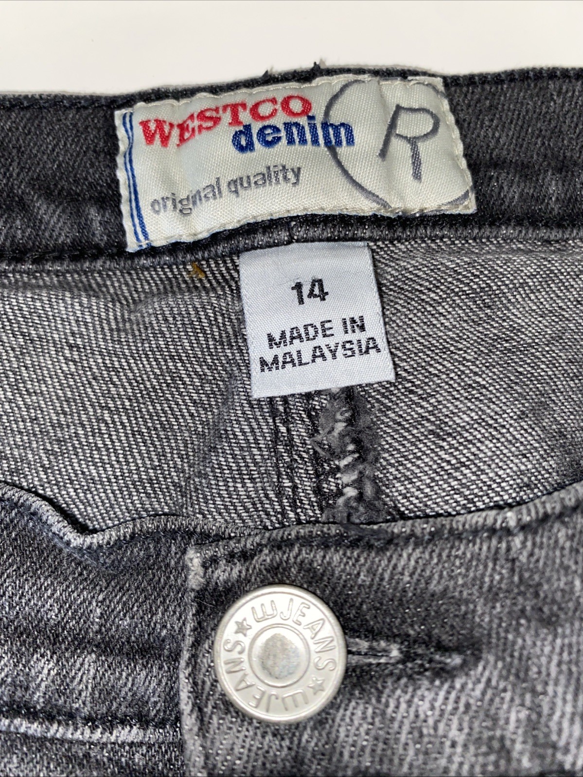 WESTCO Y2K Womens Grey Straight Leg Denim Stretch Jeans Size 14 Vintage Pocket