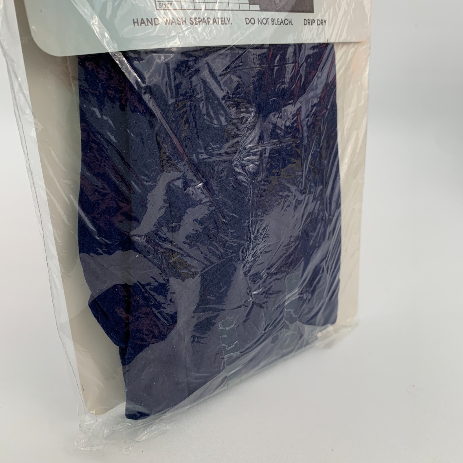 Vintage Dance & Exercise Full Foot Seamless Nylon Tights Navy Blue Medium