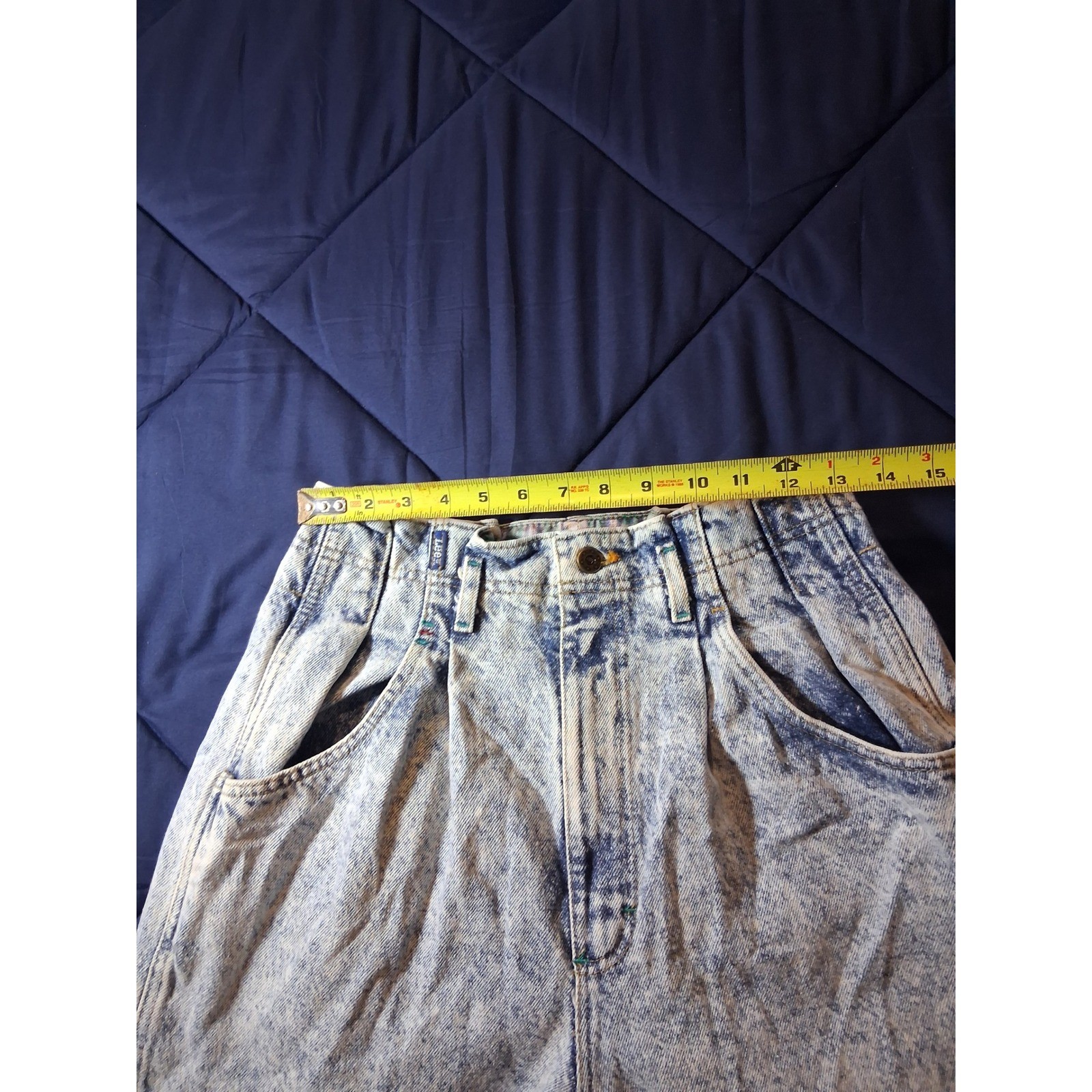 Vintage Lee Acid Wash High Waisted Pleated Mom Jeans 12 Med Blue Tapered 80s 90s