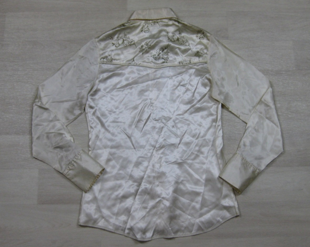 Vintage 70s Wrangler Shirt Womens (30) Satin Pearl Snap Western Cowgirl Floral