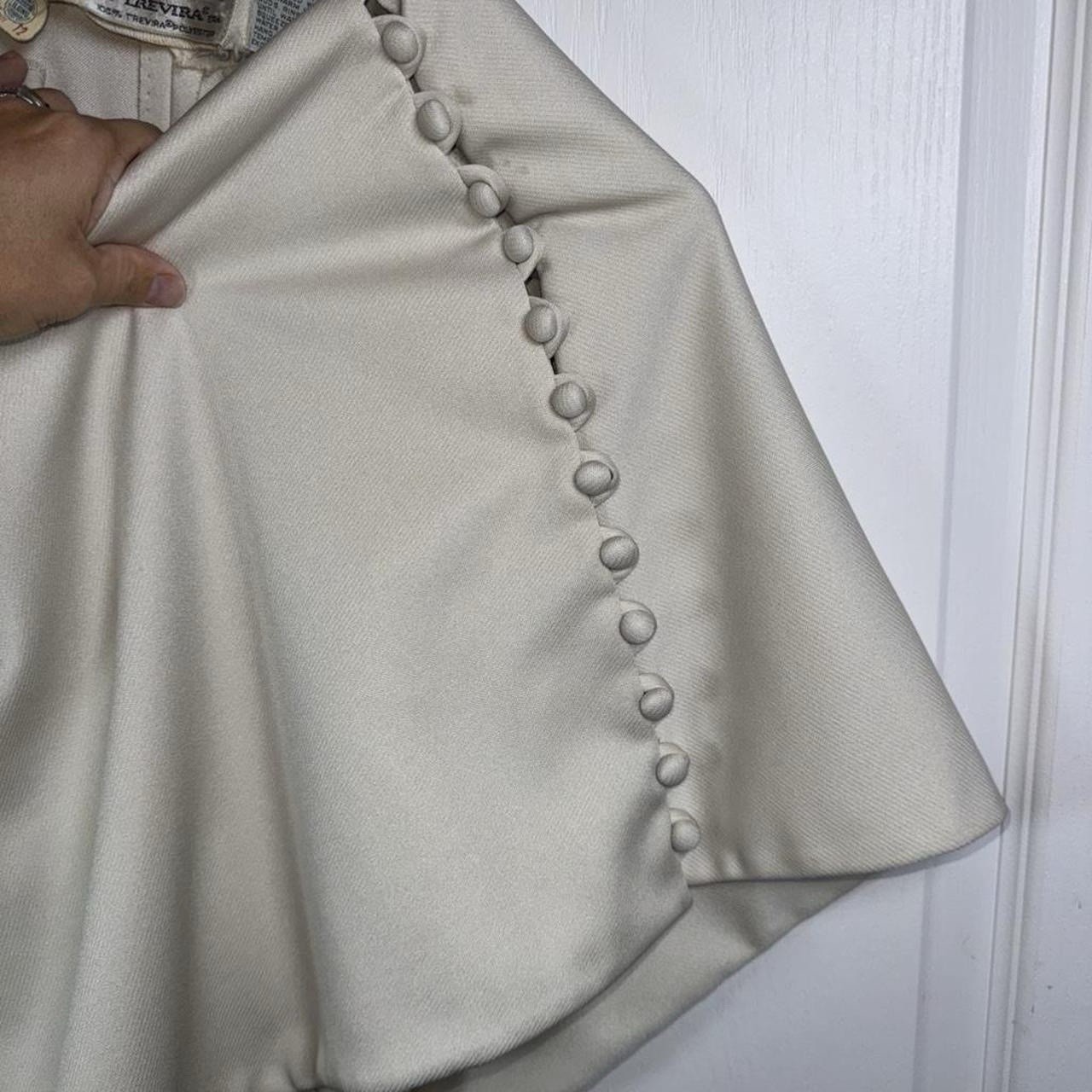 Vintage Nardis of Dallas Cream Cape Dress Size 12 Mod 60s Trevira Polyester