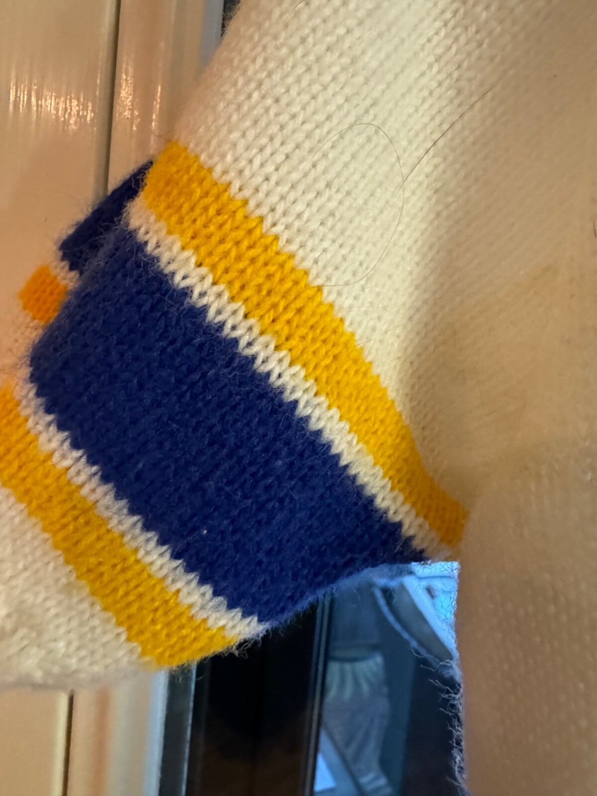 Vintage Dehen Cheerleading Sweater, Size Medium, Royal Blue, Gold and White