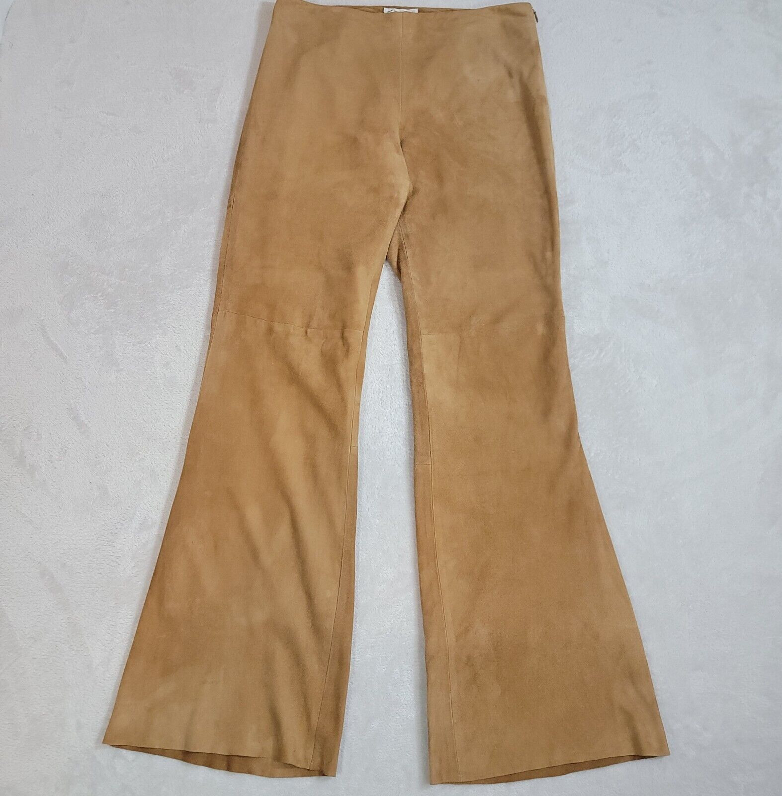 Vintage Lillie Rubin Pant Womens 10 Tan 100% Goat Suede High Rise Bell Bottom