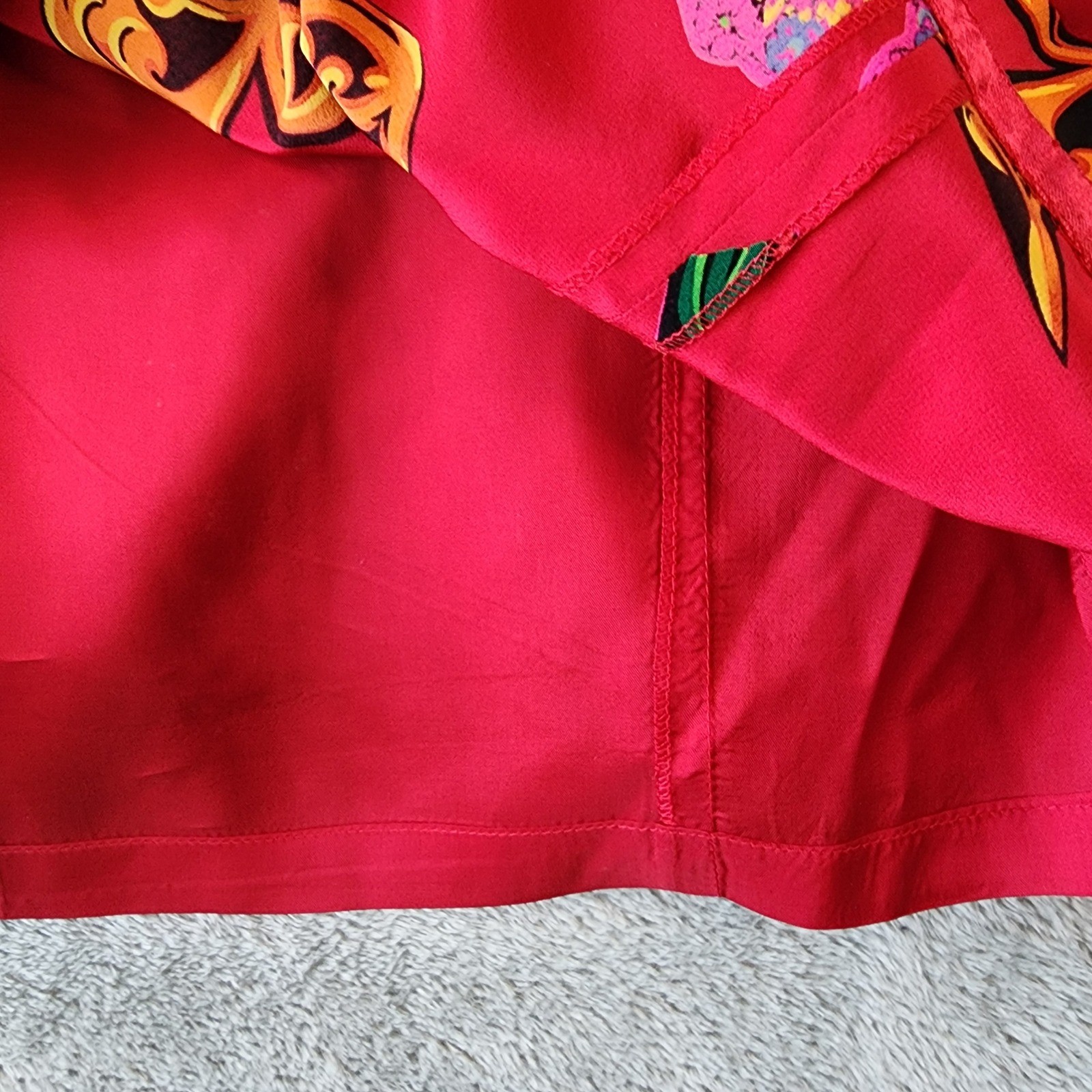 Constance Saunders Richard Warren Dress Womens Size 4 Red Silk Teacup Vintage