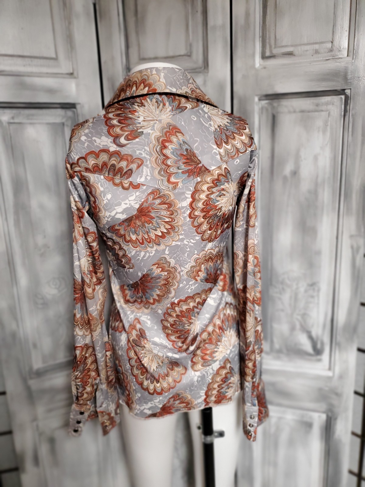 VTG 60s 70S WOMEN S Psychedelic SNAP WESTERN Cowgirl SHIRT Miller Blouse Top Euc
