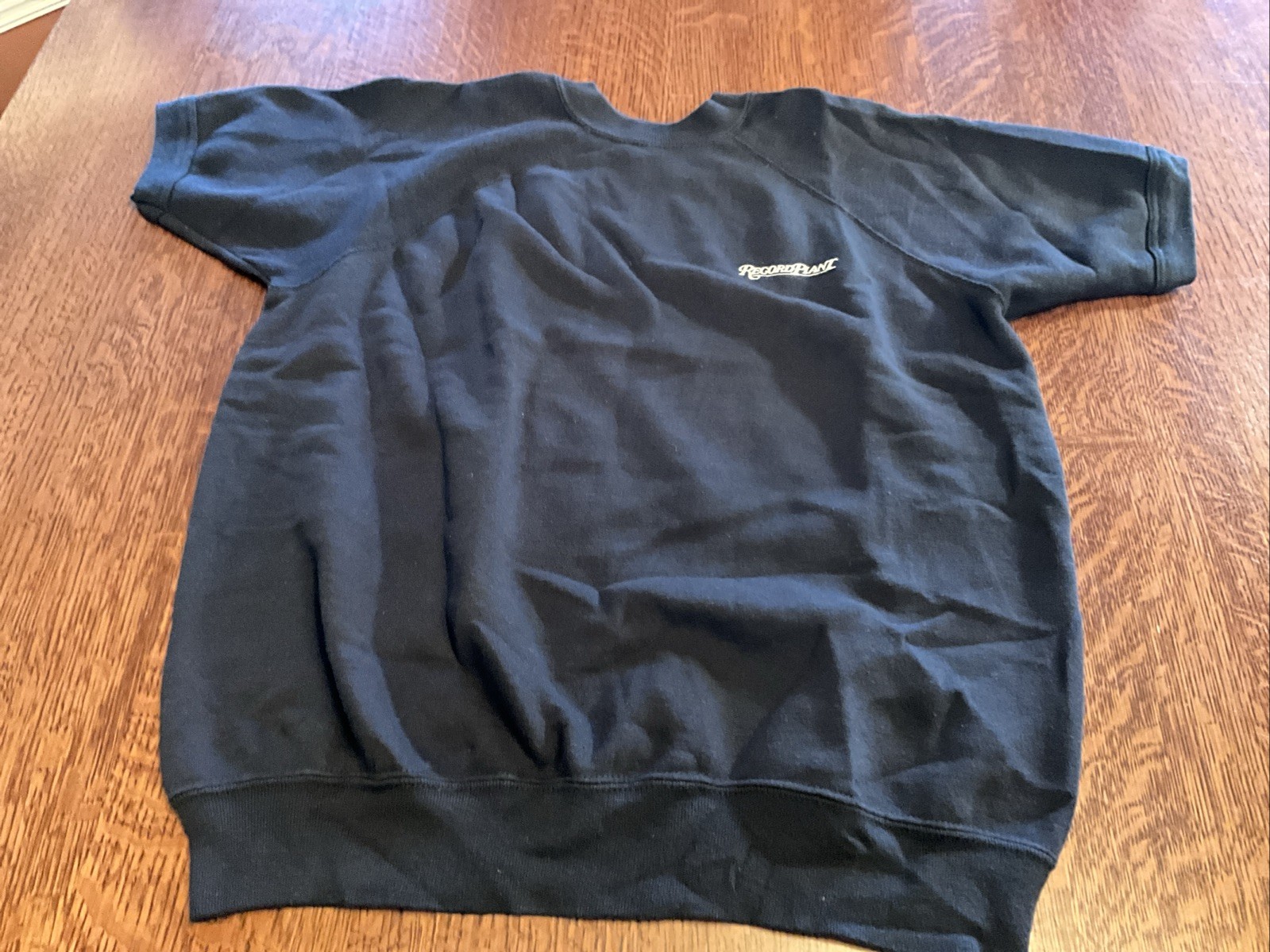 RARE!!! VINTAGE SHORT SLEEVES SWEATER “ RECORD PLANT” Sz X-LARGE COLOR BLACK