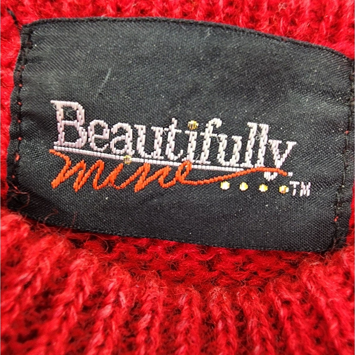 Vintage Beautifully Mine Sweater Womens M Red Crew Neck Pullover Pearls Beaded