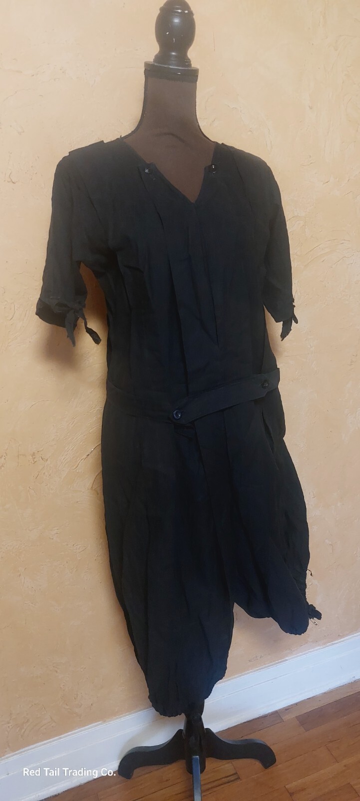 Museum Quality 1910s Edwardian Black Cotton Gymsuit, playsuit, Made By „Winner”