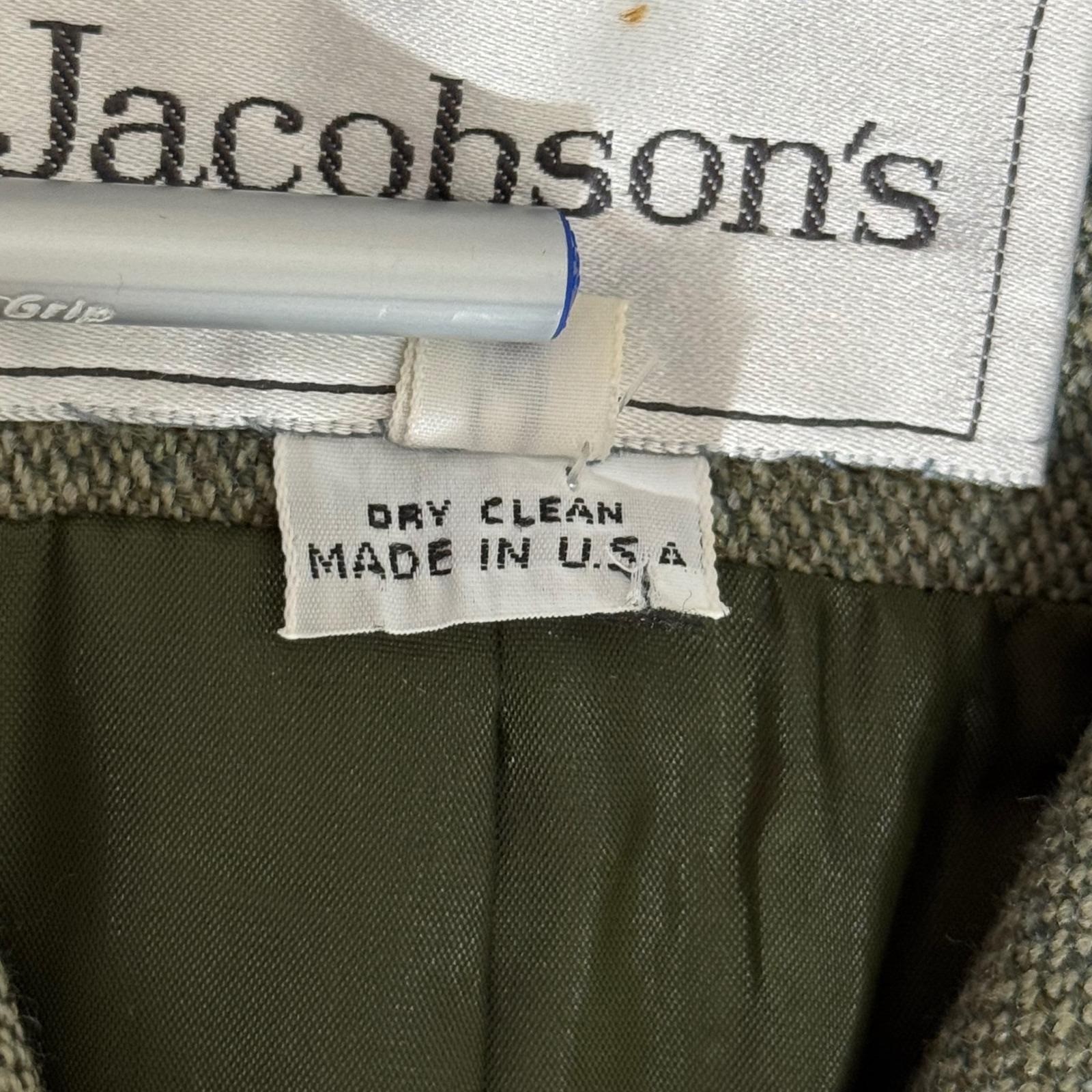 Vintage 90s Jacobson’s Herringbone Skirt Suit Olive Green Size 8 Office Classic