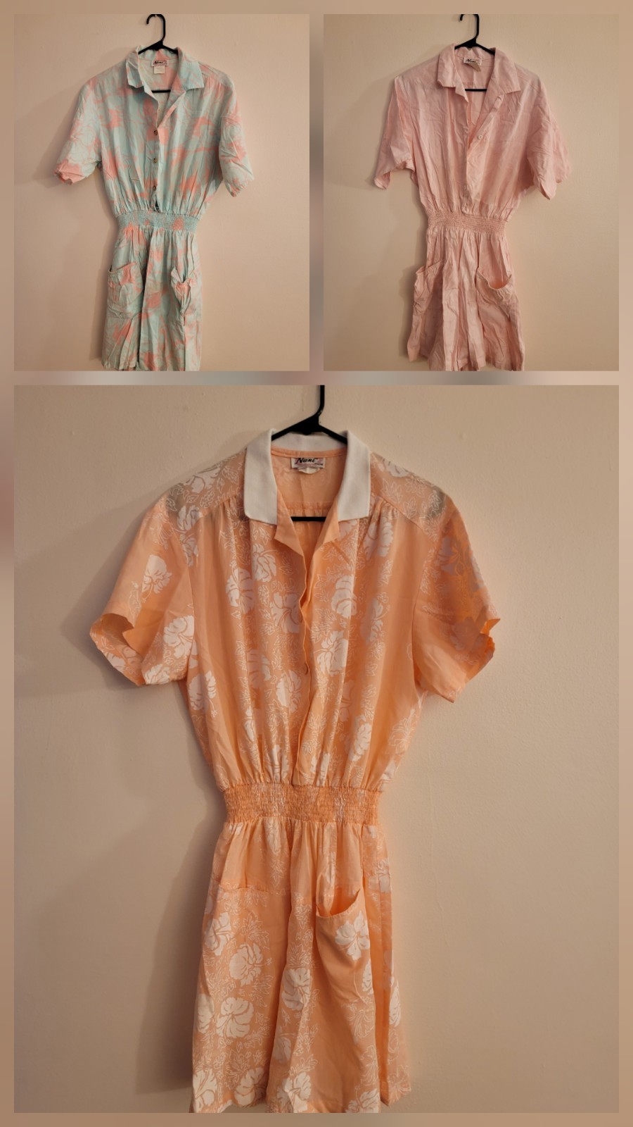 VINTAGE NANI OF HAWAII WOMENS HAWAIIAN ALOHA DRESS JUMPER LOT x3 FLORAL LARGE L