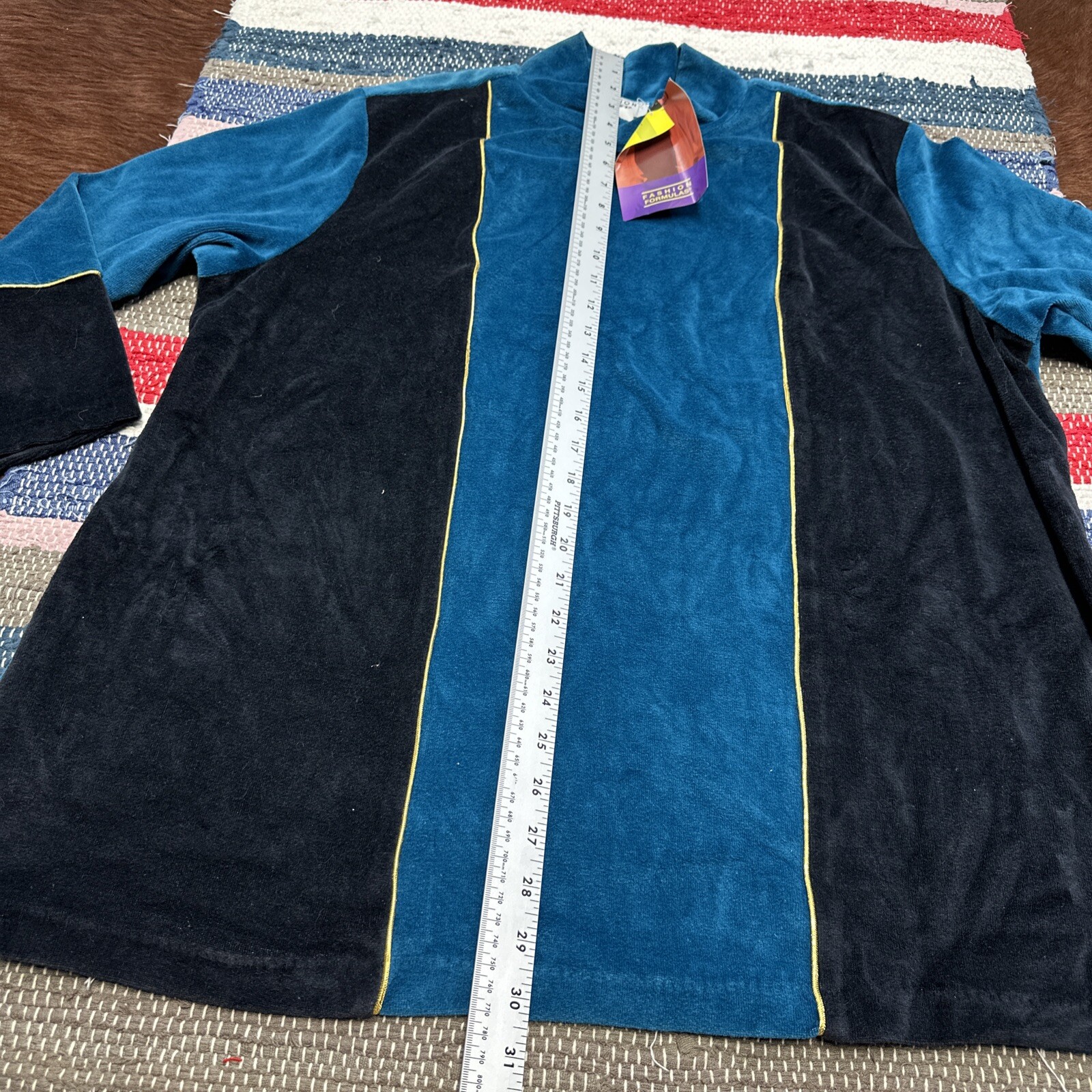 NEW VINTAGE 90s FASHION FORMULA Velvet Felt Shirt Half Sleeve 1X DEADSTOCK