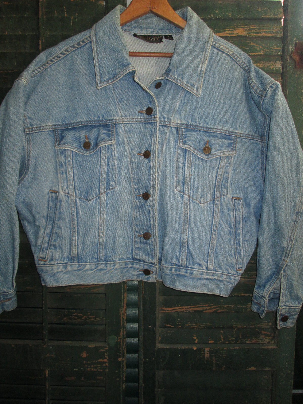 KAREN KANE Vtg 90s Arc de Triomphe Tapestry Custom Denim Jean Jacket LADIES USA