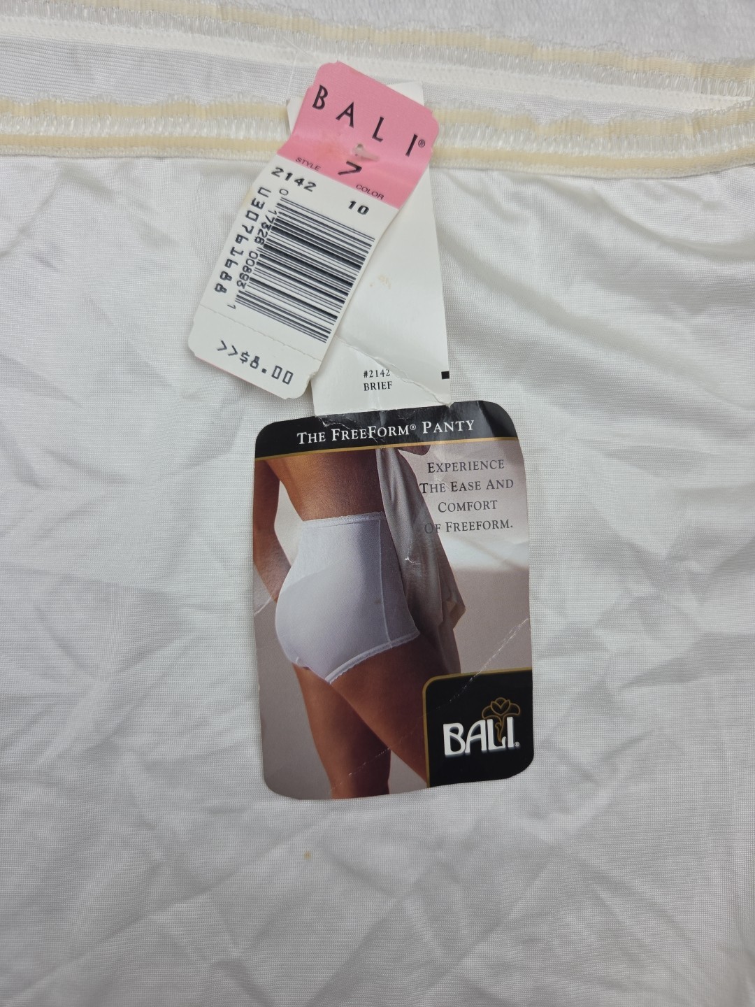 Vintage NEW Bali Freeform Panty Antron Nylon Brief Pinup 2142 White Size 7 Large