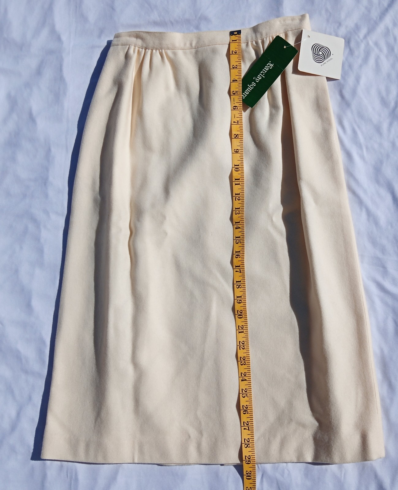 Barclay Square Wool Skirt Women’s Size 12 Ivory Cream Midi USA FLAW