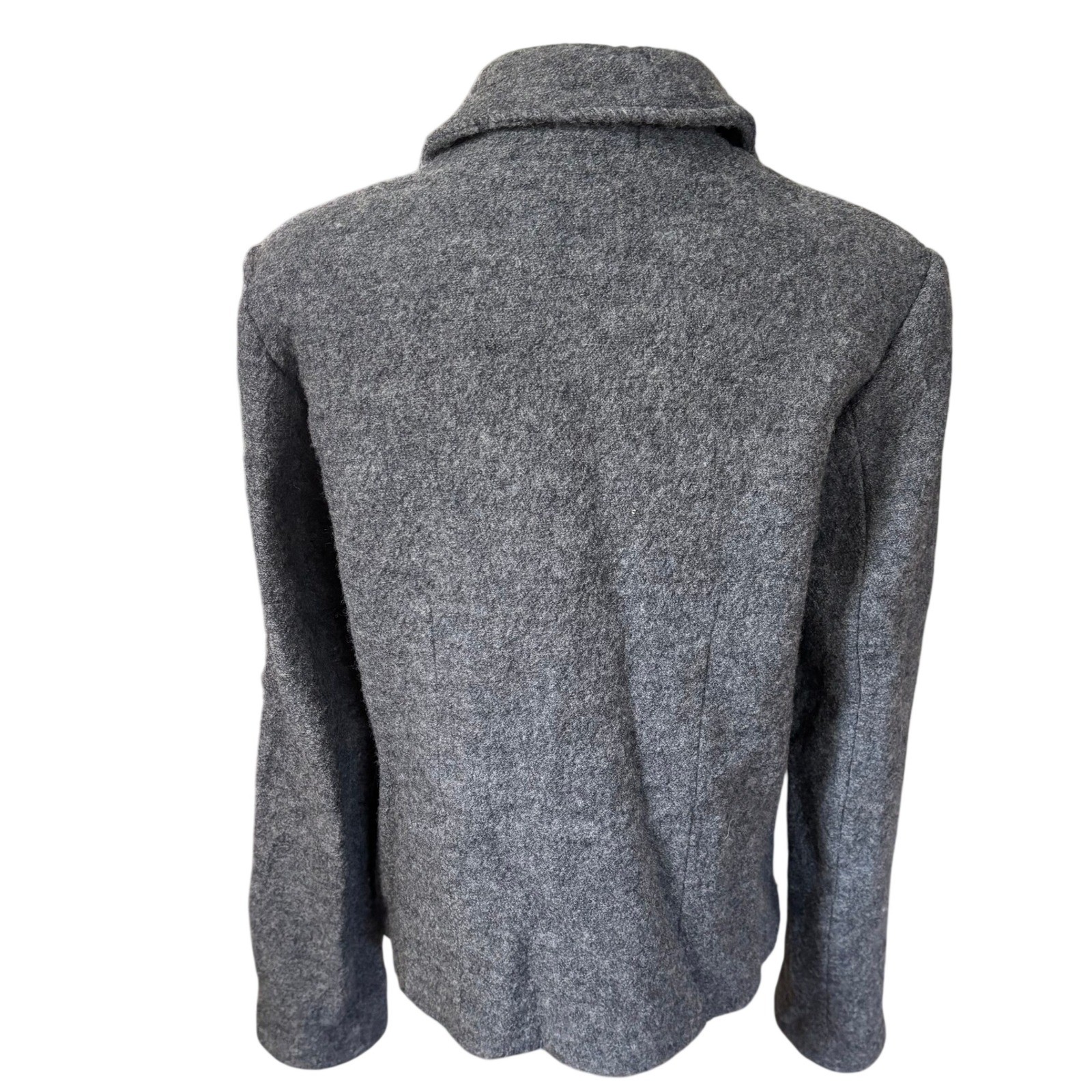 Vtg y2k Sarah 100% Wool Jacket Sz L Gray Minimalist Normcore Corporate Chic