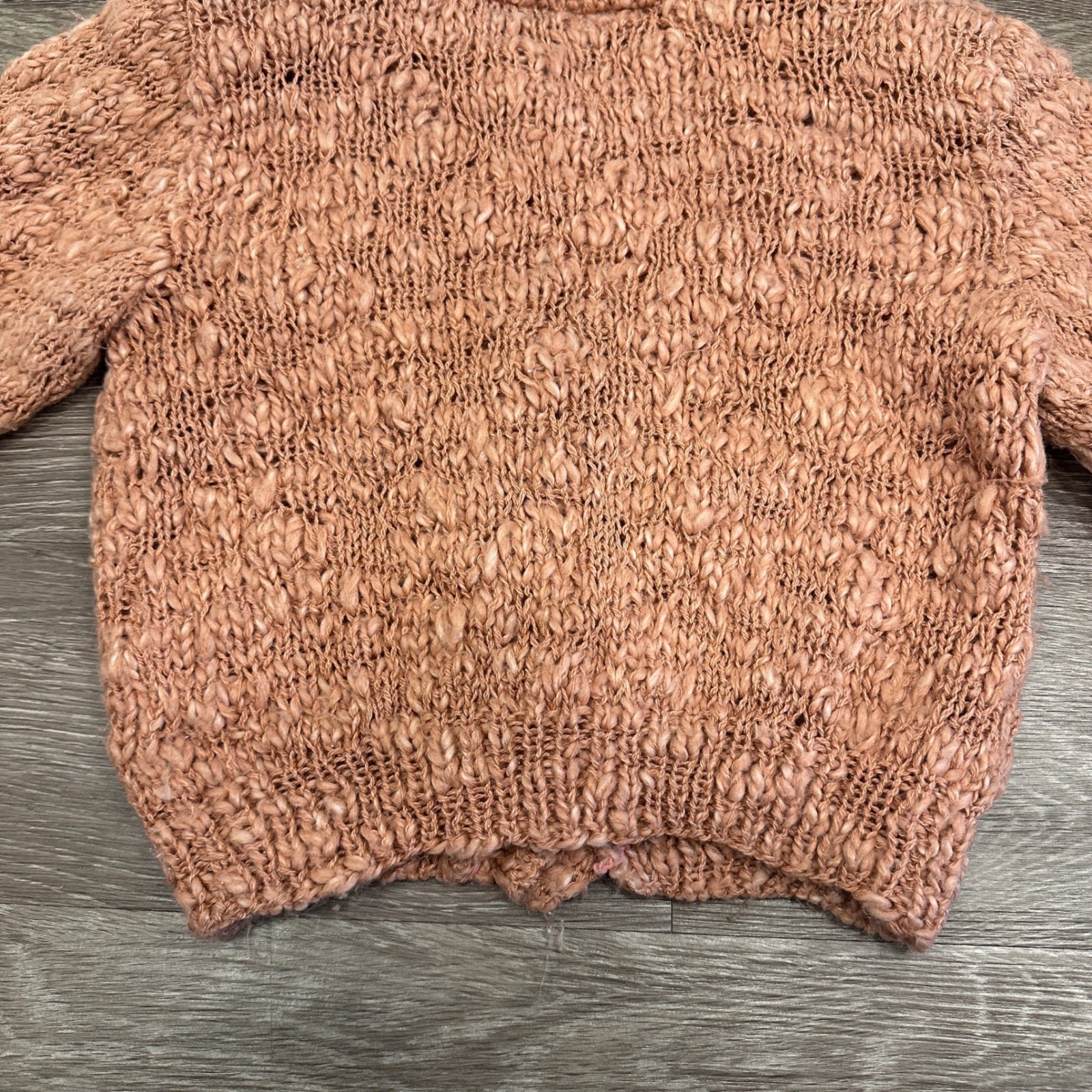 VTG 90s Liz Claiborne Coral Pink Chunky Knit Cardigan SCOTTIE DOG Buttons Small