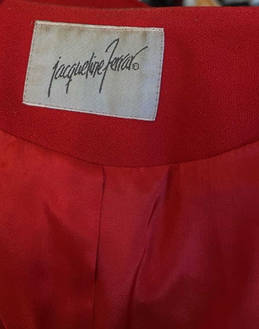 1980s Jaqueline Ferrar Red Fitted Blazer Glam Rock Retro Officewear Victorian 4