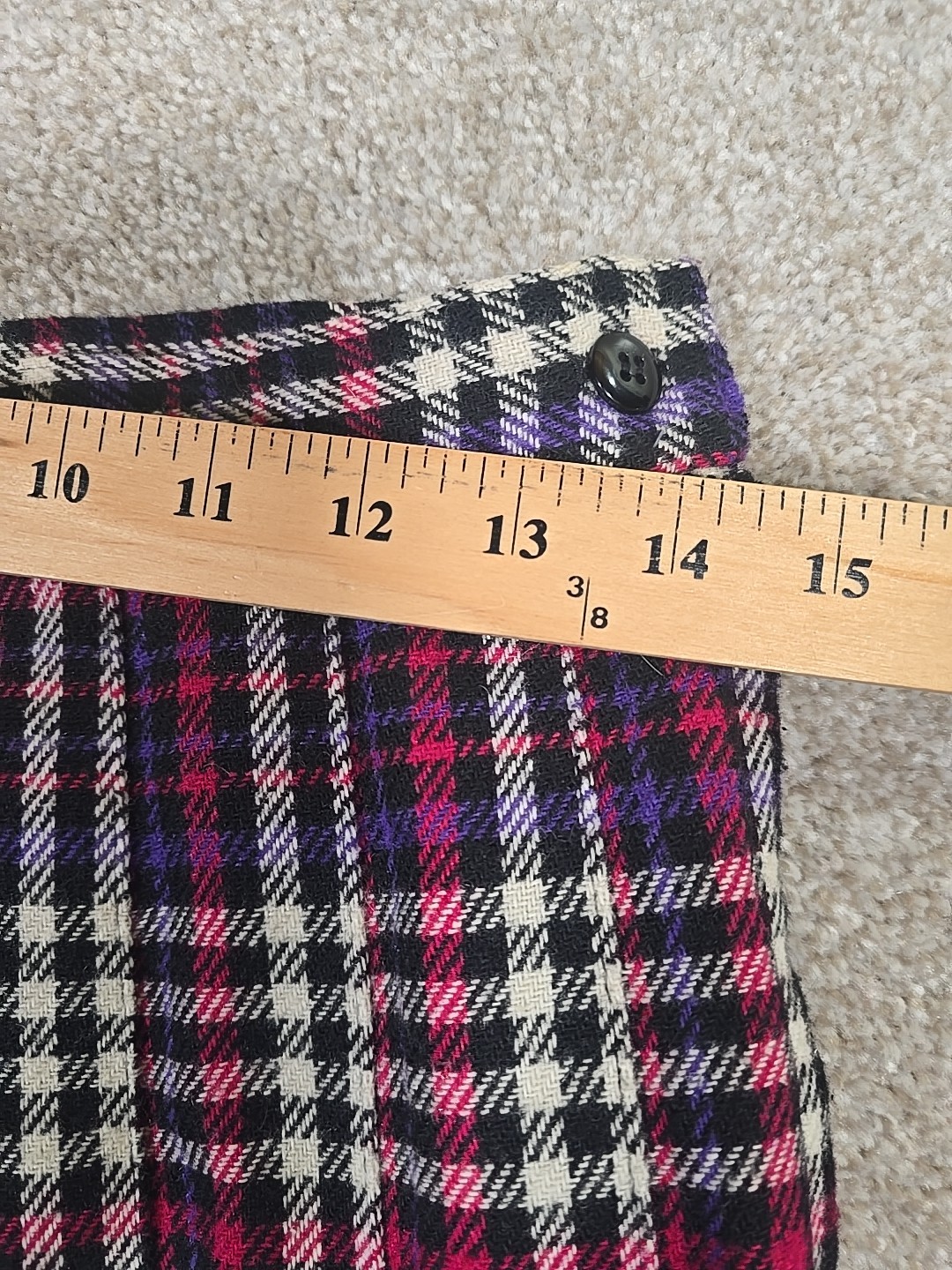 Leslie Fay Plaid Pleated Skirt Mid Length Poly Wool Blend USA Made Women’s 12