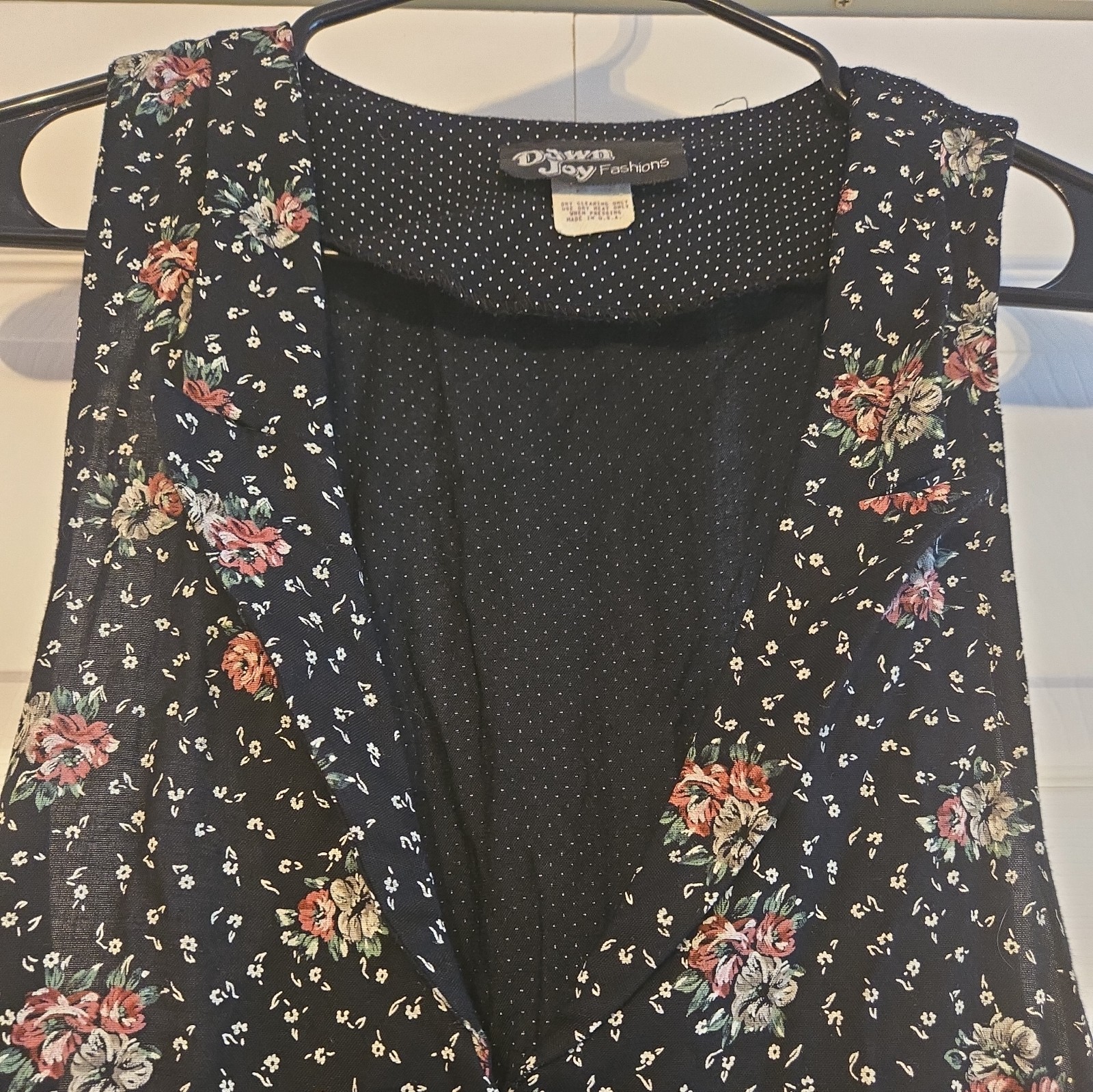 Vtg Dawn Joy Fashions Dress Boho Cottagore Floral Sleeveless Maxi Buttons collar