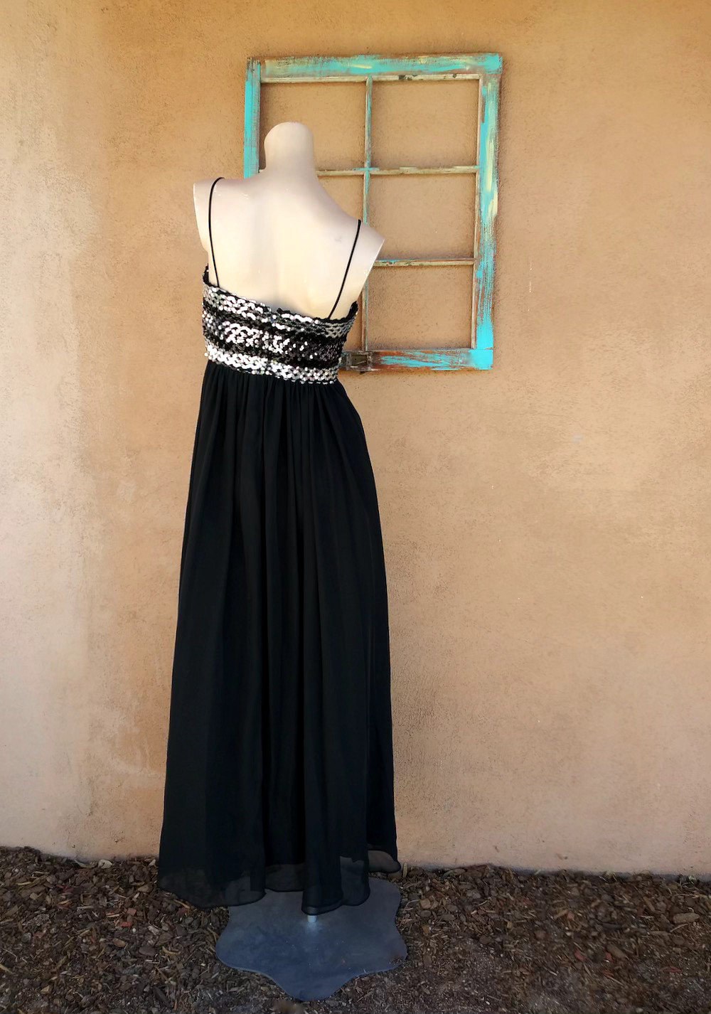 Vintage Joy Stevens Dress Sequined Disco Skinny Straps Sz