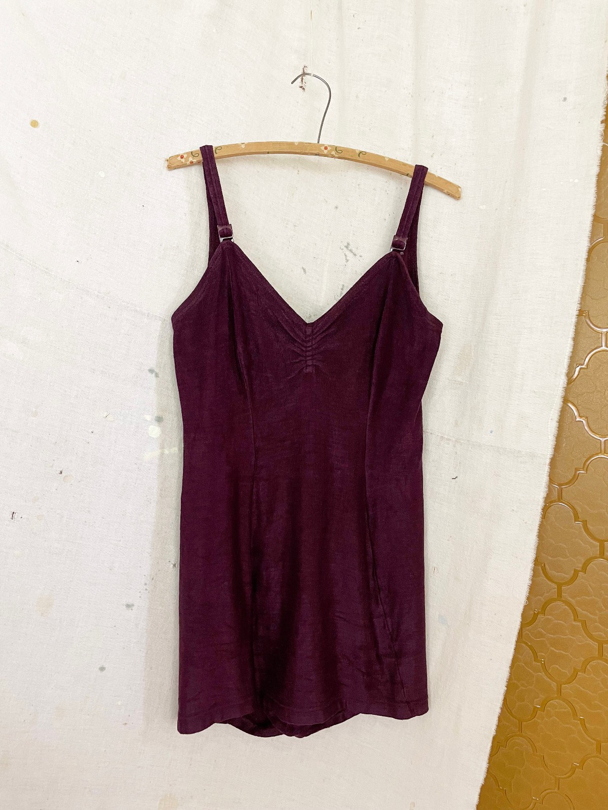 RARE Vtg 40s Jantzen George Petty Pinup Girl Knit Terry Cloth Swimsuit sz 40 / L