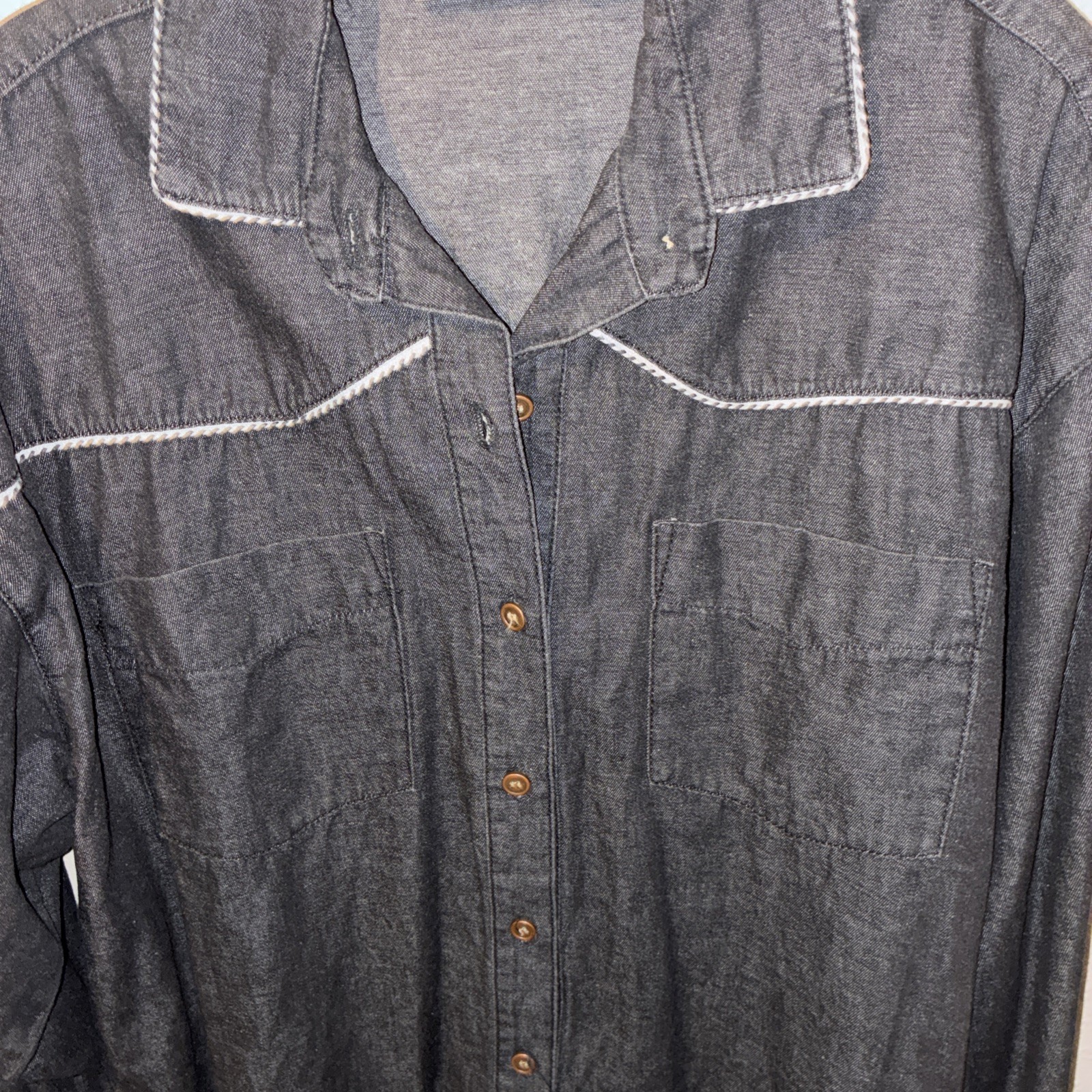 Vtg GOTCHA COVERED woman’s western shirt large black Piping Cotton Long Sleeve