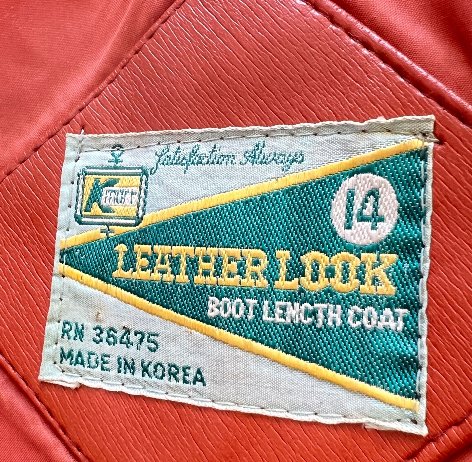 Vintage Mod Pleather Boot Length Coat „Leather Look” -Size 14- ZZ052