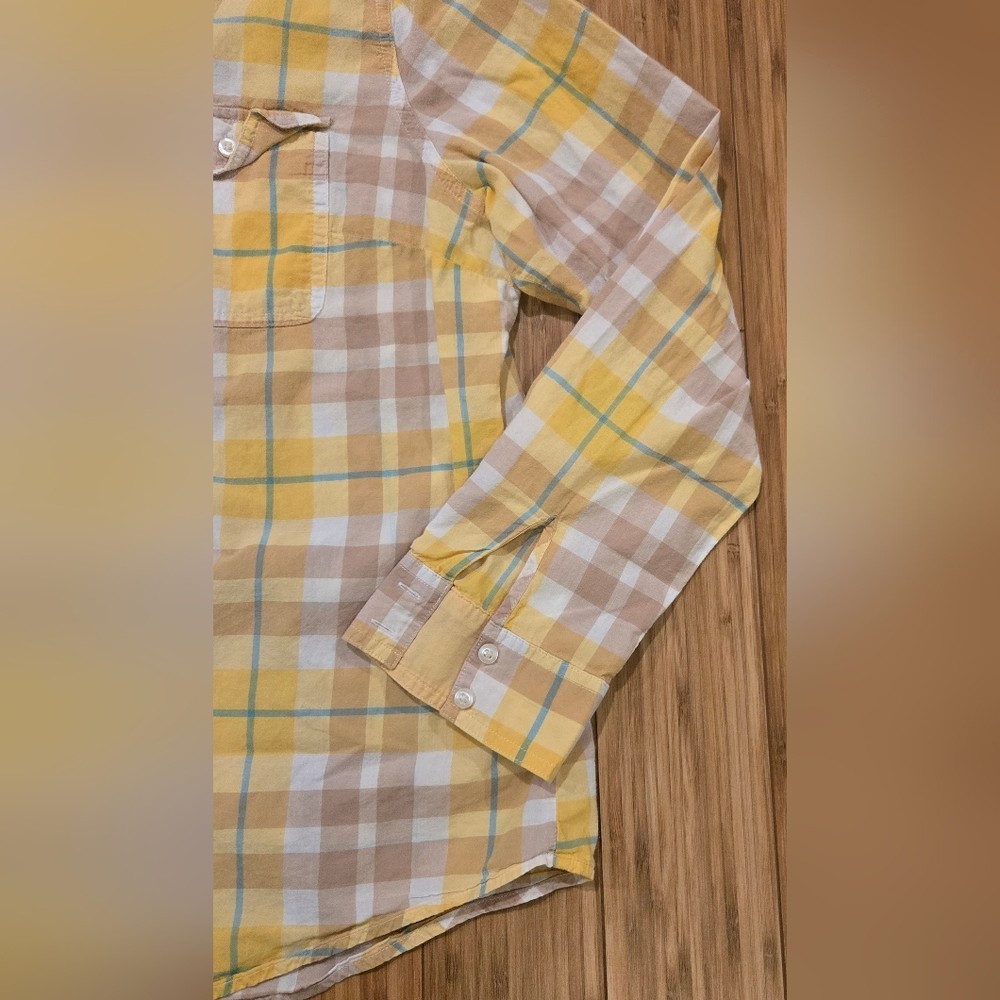 St Johns Bay Yellow & Tan Plaid Button-Up Shirt
