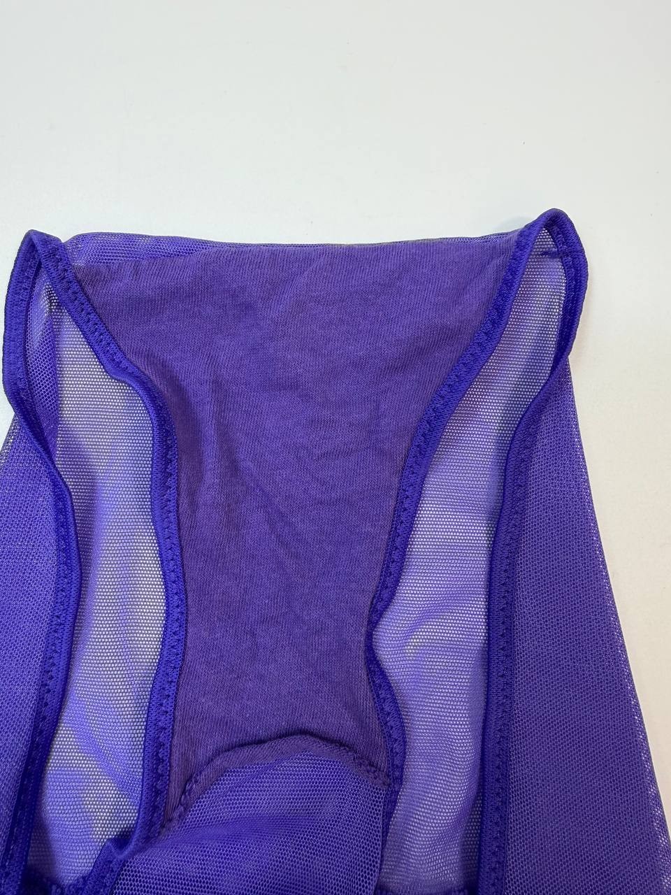 Vintage Victoria’s Secret Purple Sheer Lace Mesh Brief Panties M Nylon USA