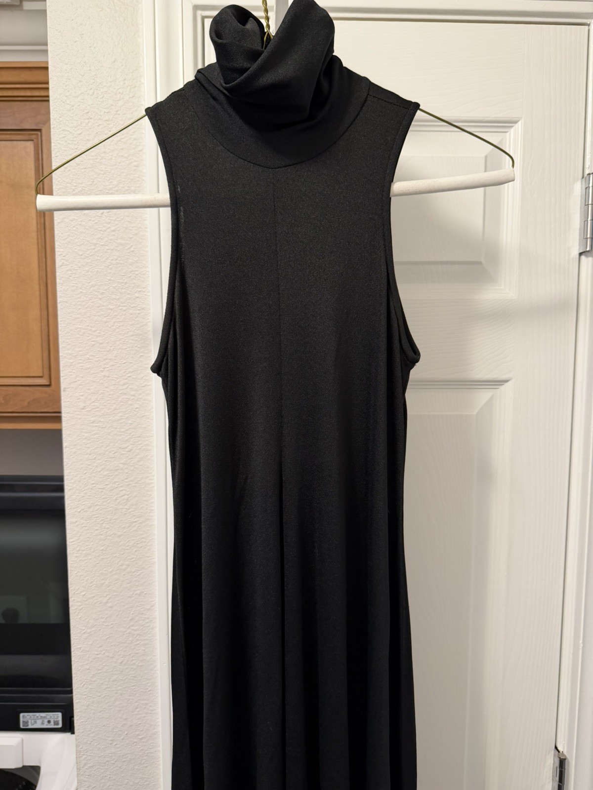 VINTAGE 1970s Joy Stevens California Maxi Long Dress Black Sleeveless