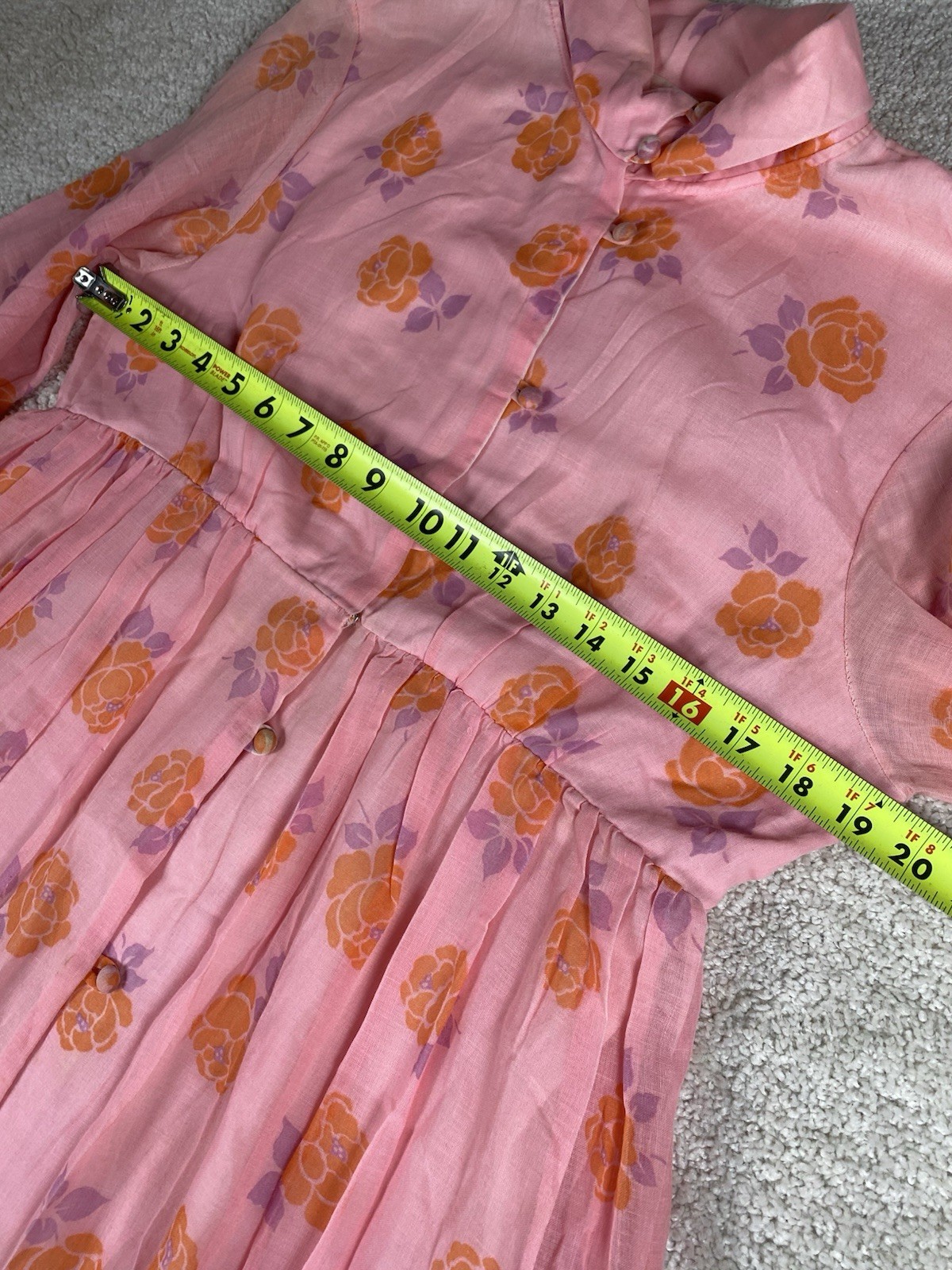 VTG Gilligan O’Malley Nightgown Robe M High Neck Long Sleeves Pink Floral Cotton