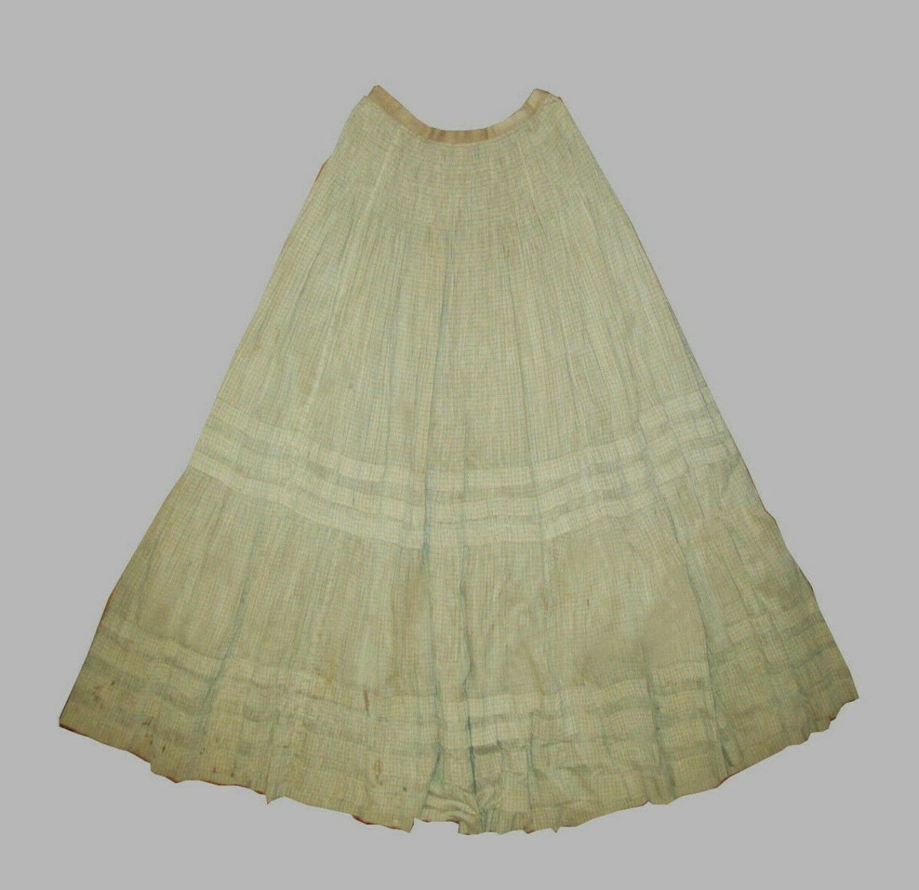 Old Vtg 1890s Womans Hand Made Fancy Petticoat Slip Amazing Work Homespun Pleats