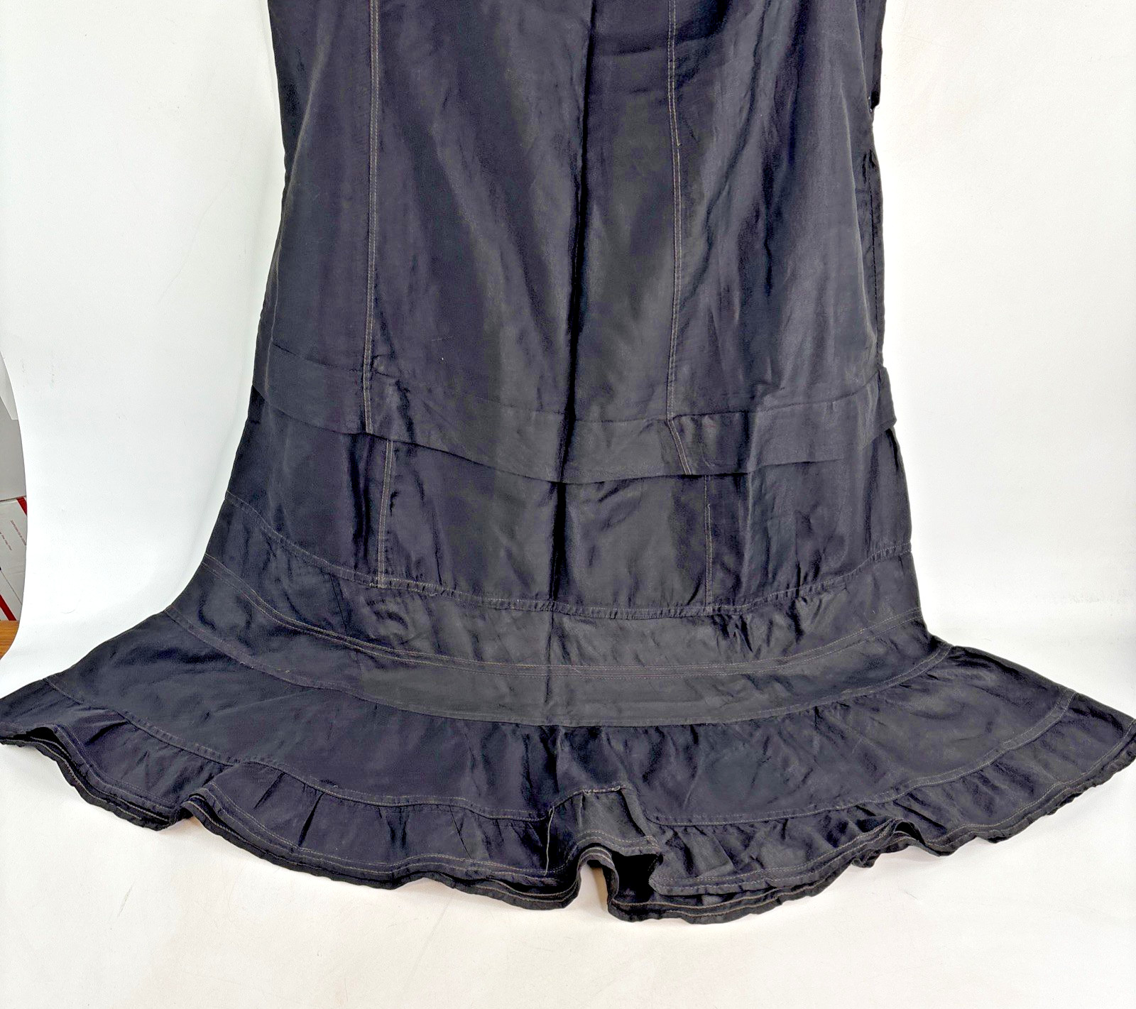 Antique 1890/1900 Victorian Edwardian Black Mourning Petticoat Skirt Slip