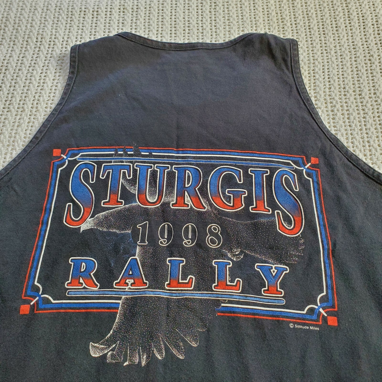 VTG 90s 1998 Sturgis Black Hills Rally Eagle Motorcycle Tank Top Shirt Large