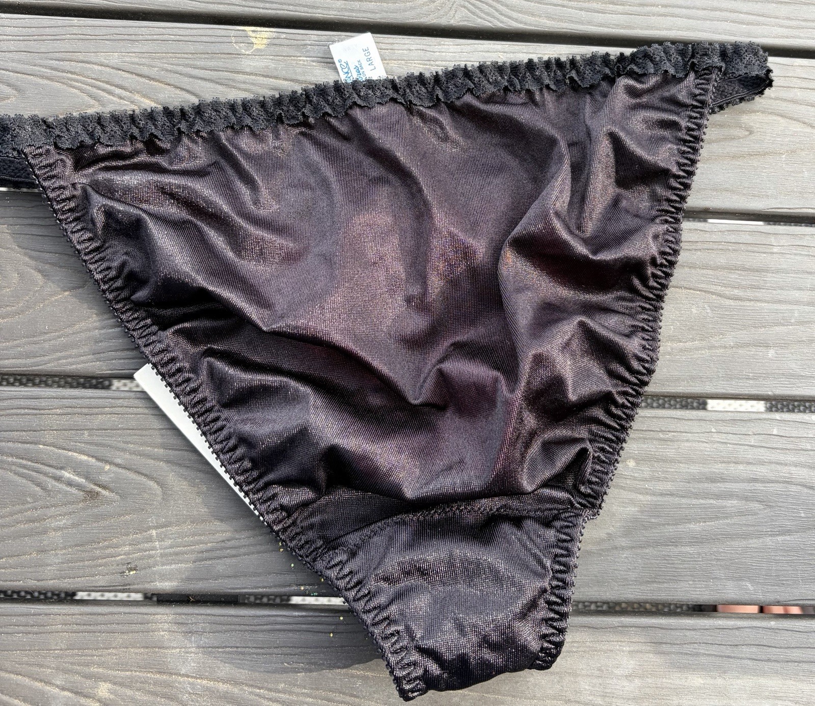 New Vintage Lily of France Lace White/Pink/ Black Panties Size Large