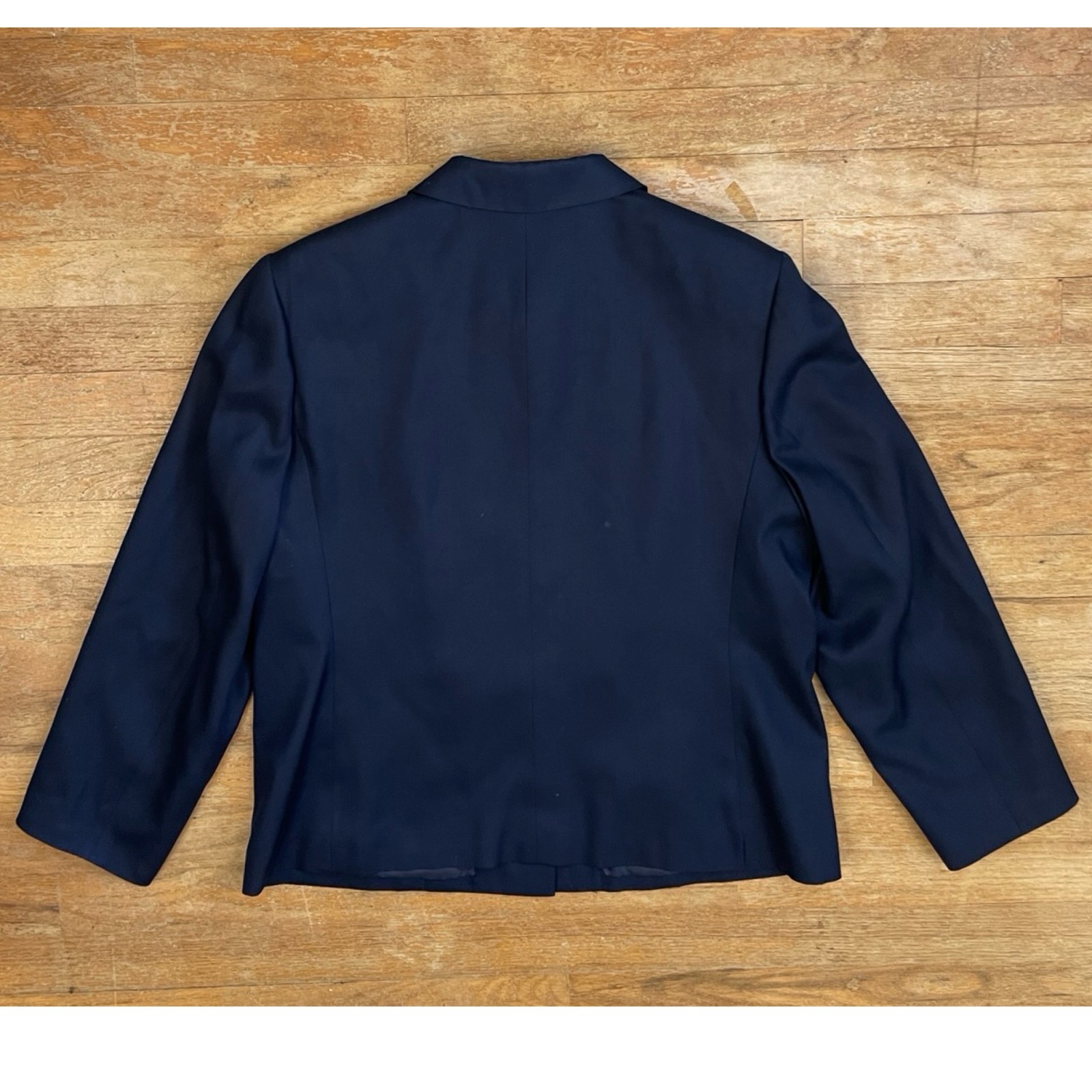 Vintage Silk & Wool Blazer Size Large Petite 1990s Talbots Navy Blue Jacket