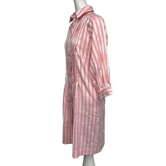 Vintage R&K Originals Shirt Dress 12 Button Down Pink Pockets Long Sleeve Stripe