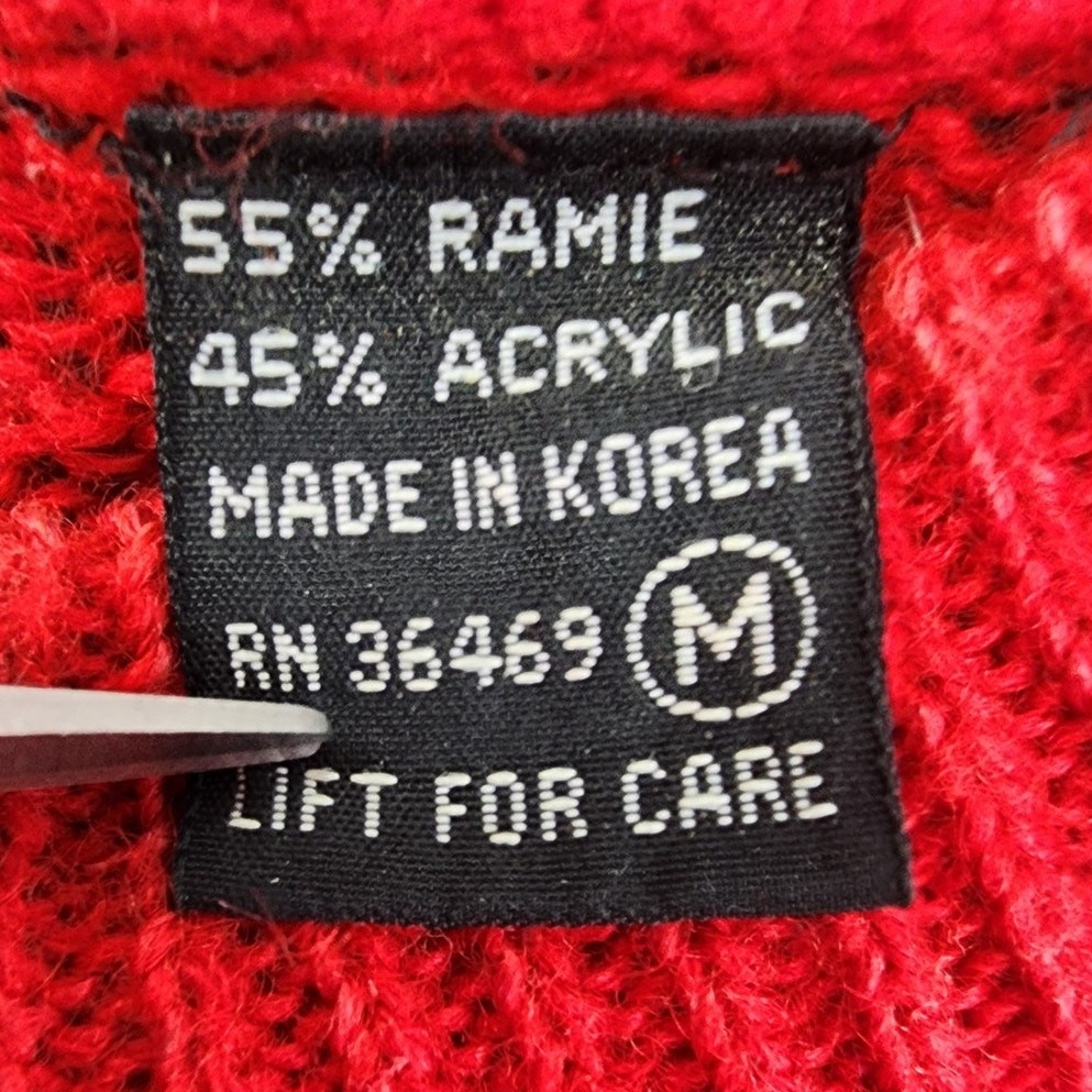 Vintage Beautifully Mine Sweater Womens M Red Crew Neck Pullover Pearls Beaded