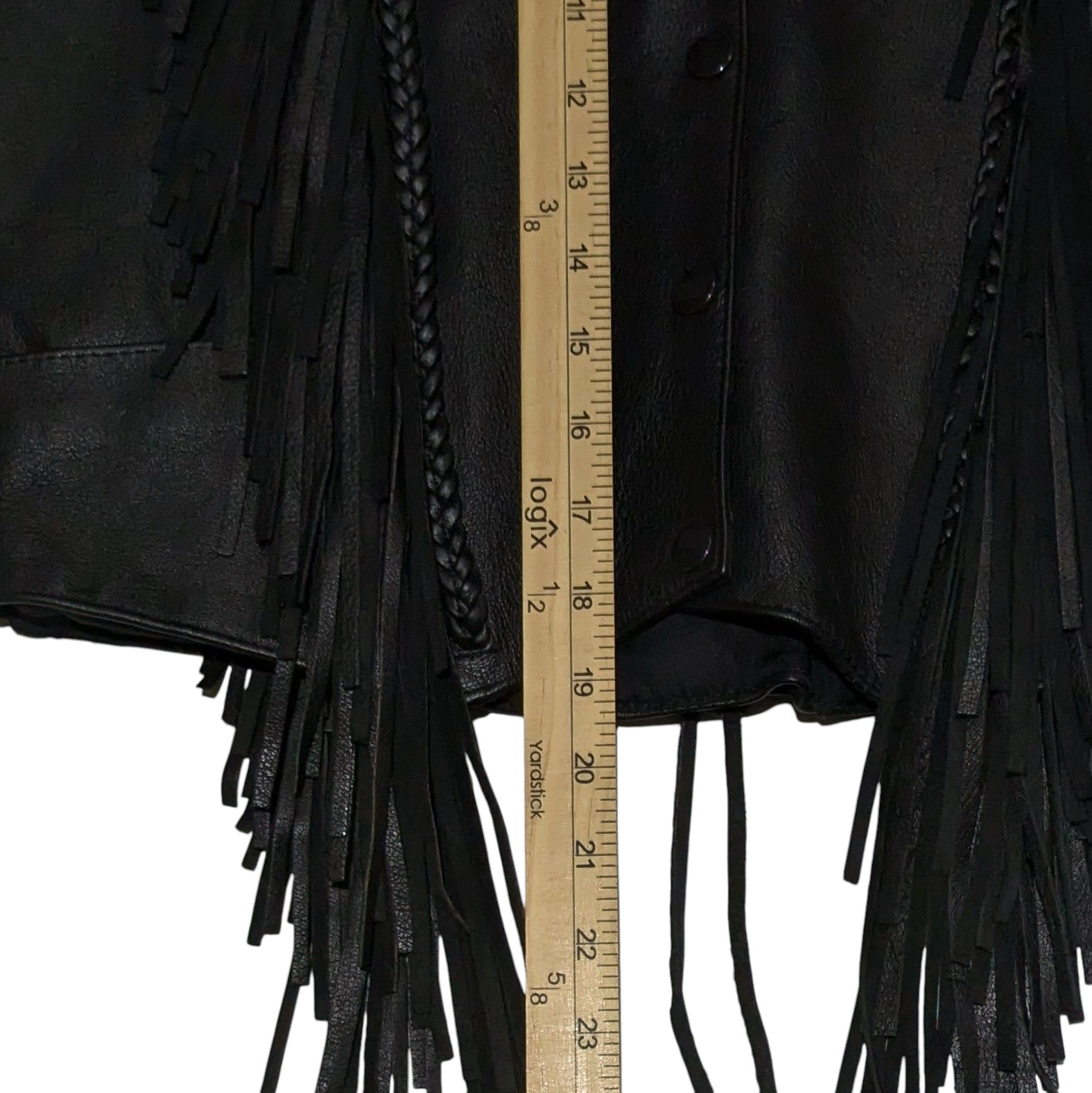 VTG Black Leather Fringe Vest Womens S Red Cross Lace Up Biker Baddie Edgy EUC