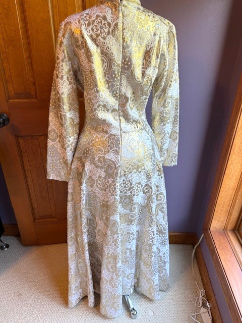Vintage handmade Silver and Gold Brocade Dress, medium, Stunning !!