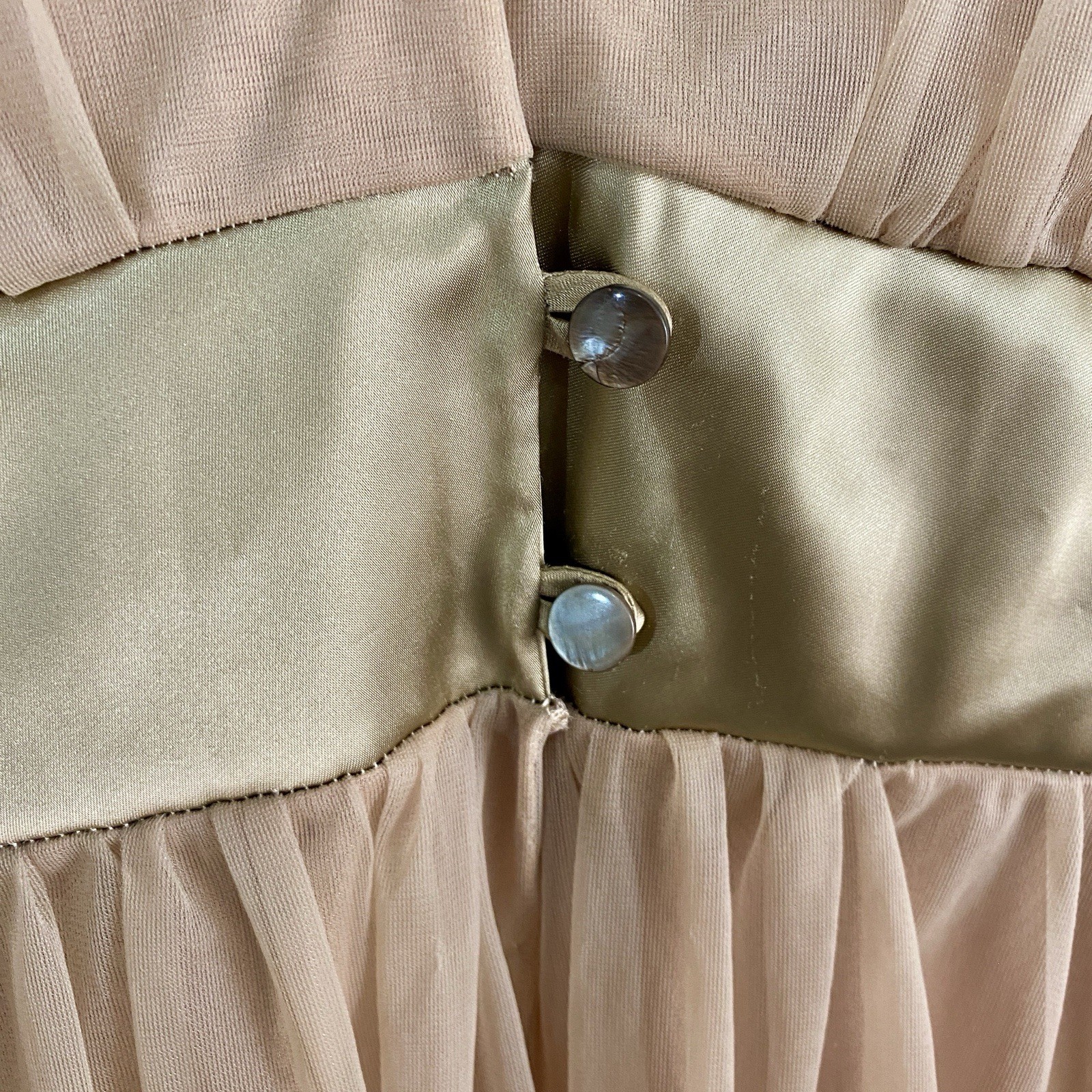 Vintage Gossard Artemis Chiffon Nightgown Peach Nude Empire Waist Small