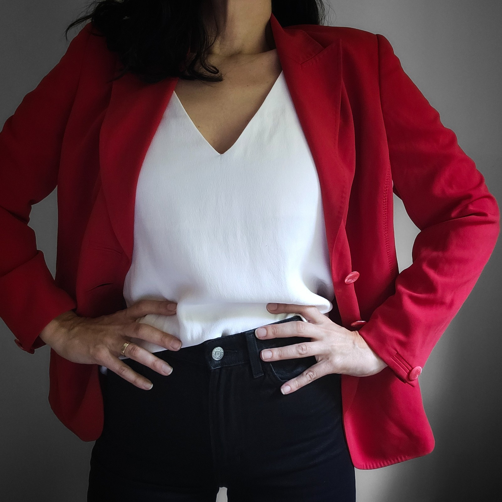 Les Copains Vintage Red Blazer Made in Italy Women’s Size L Vintage Tailored
