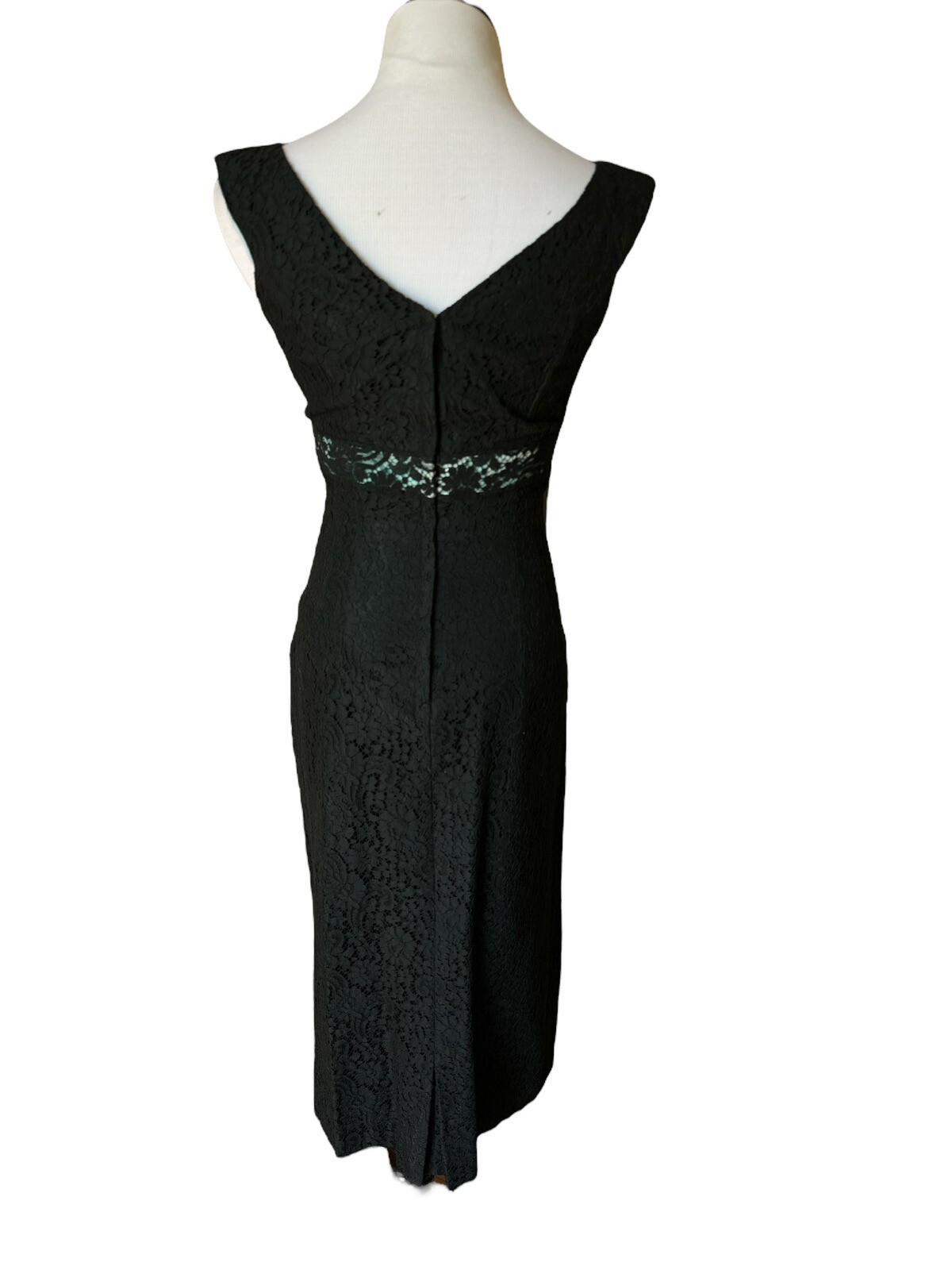 Vtg 50/60’s Two Piece Black Robins Egg Blue Lace Dress Long Coat Sz 4/6 (?) 28”