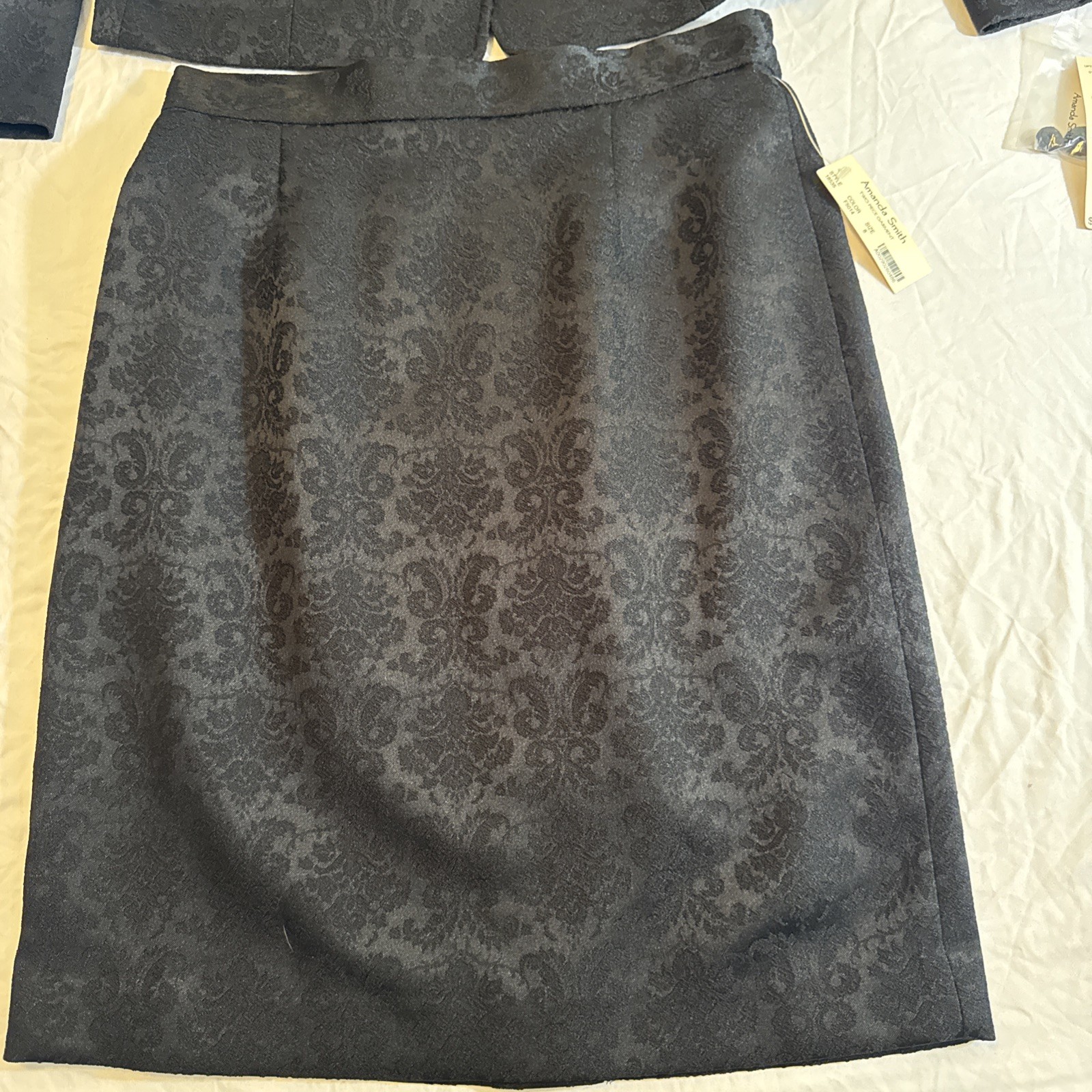 Vintage Amanda Smith Blazer And Skirt Set Black Women’s Size 8 NEW Gorgeous Rare