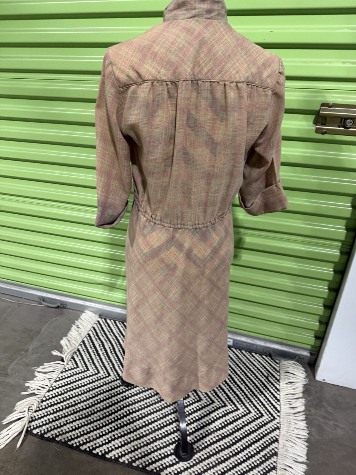 Retro super cool Plaid Button Front 3/4 Sleeve Dress