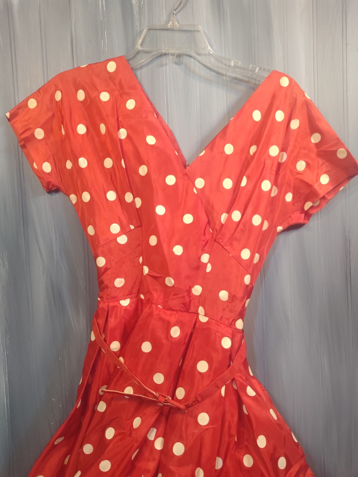 Vintage Venus Fashion Red Polka Dot Dress 40s 50s Rockabilly 26″ waist sz 4 / 6