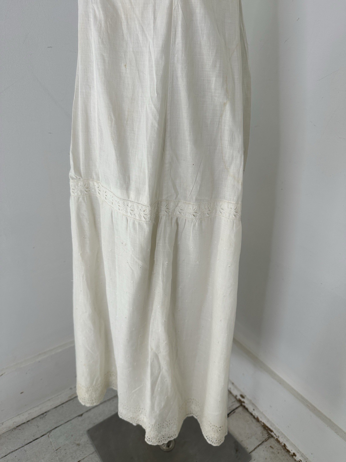 Antique Cotton White Slip Style Summer Dress