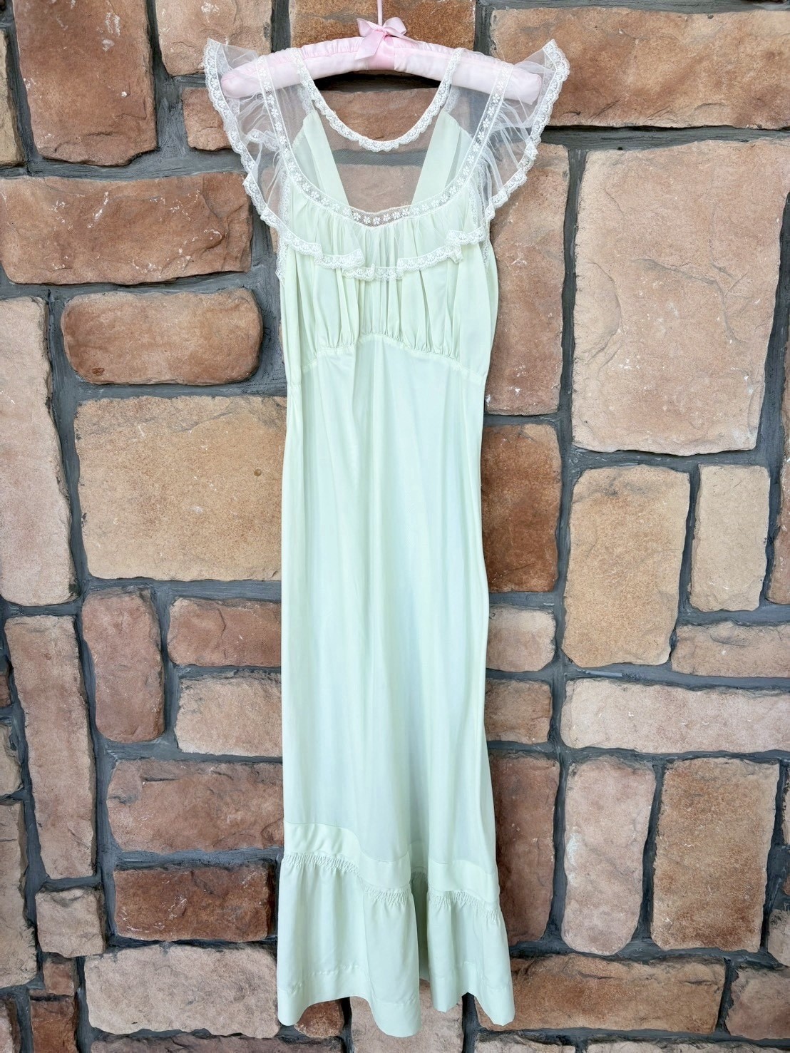 Vintage1950s Dora Gottieb Dupont Nylon Lace Sheer Lingerie Slip Dress