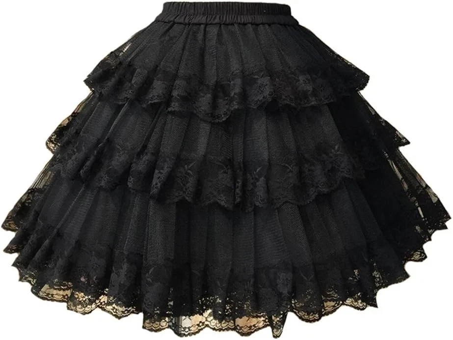 3-Layered Gothic Layered Ruffled Luxury Vintage Rockabilly Petticoat Crinolin…
